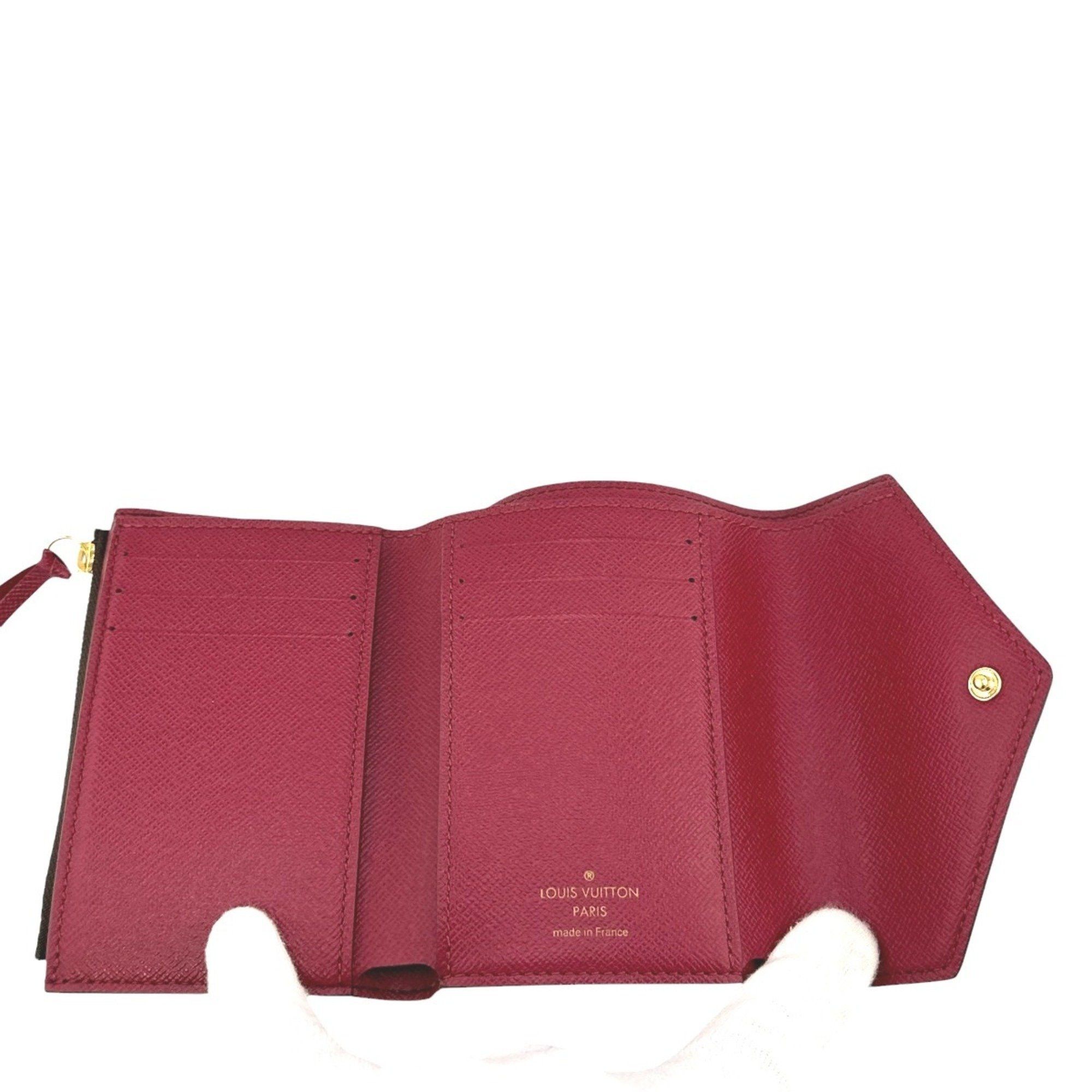 Louis Vuitton Louis Vuitton Wallet/Coin Case Business Card Holder/Card with Coin Purse Monogram Portefeuille Victorine Canvas M41938 Red Size ONE SIZE - 9 Thumbnail
