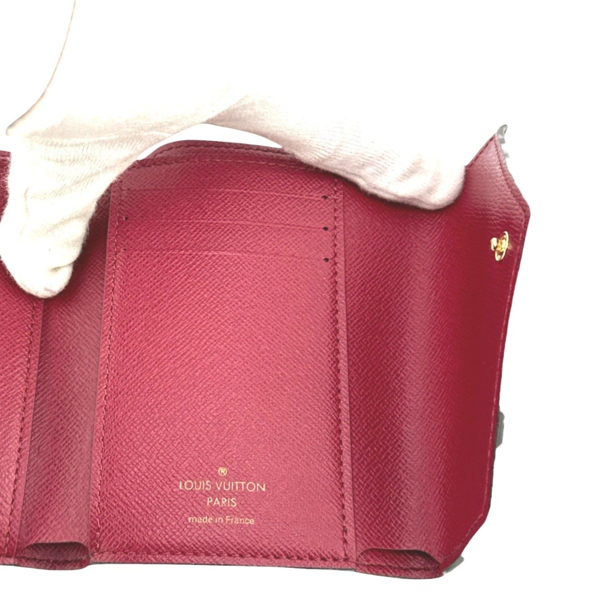 Louis Vuitton Louis Vuitton Wallet/Coin Case Business Card Holder/Card with Coin Purse Monogram Portefeuille Victorine Canvas M41938 Red Size ONE SIZE - 10 Thumbnail