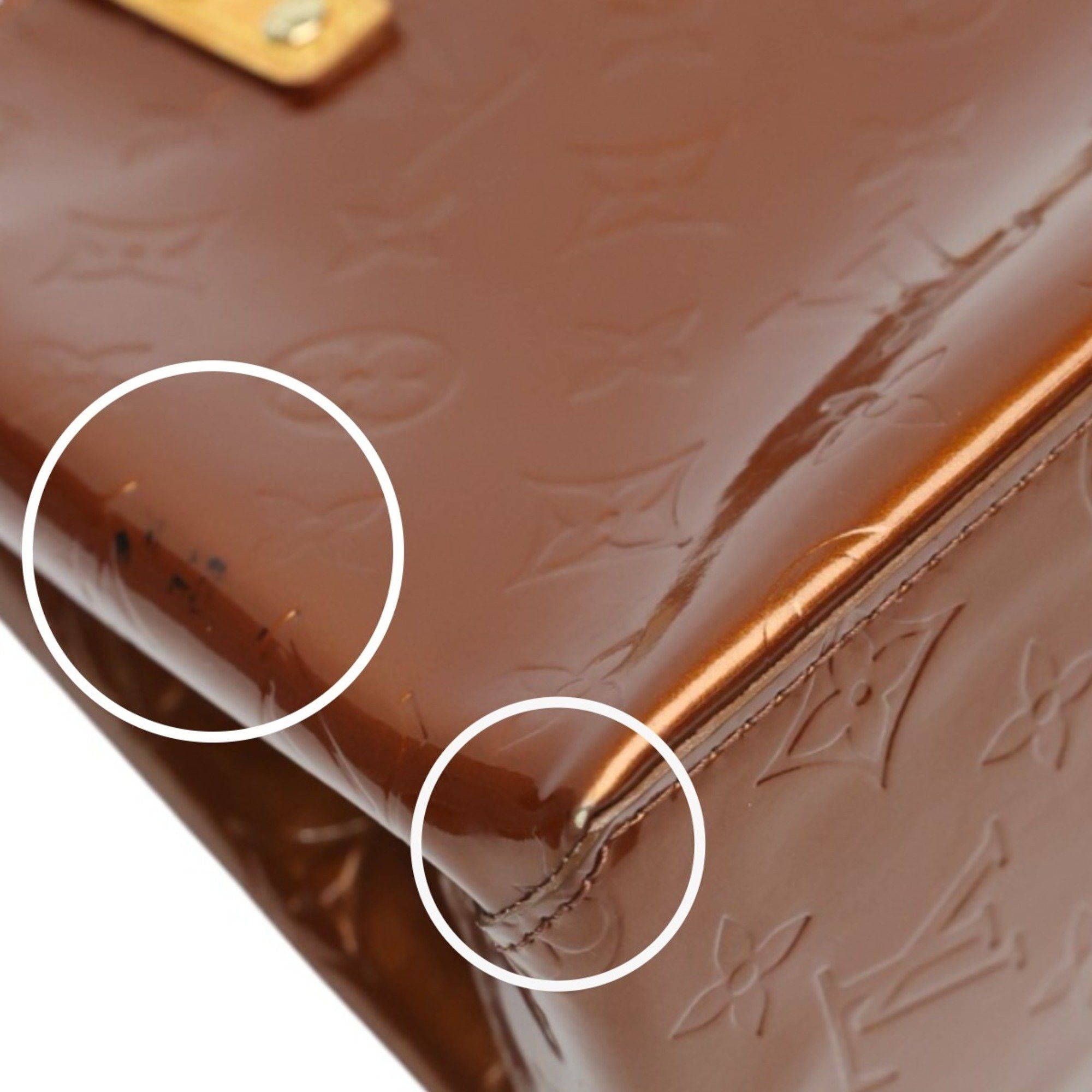 Louis Vuitton LOUIS VUITTON Handbag Reed PM Vernis Mini Bag Monogram M91146 Bronze Size ONE SIZE - 9 Thumbnail