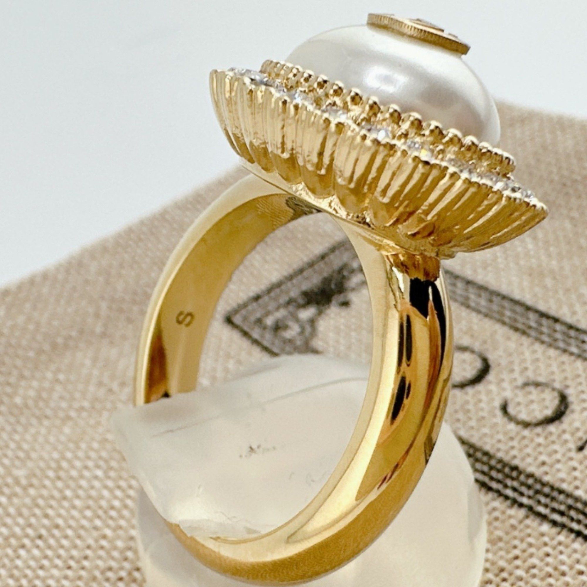 Gucci Gucci Ring Chain Effect GG S Size Flower Metal Gold Size ONE SIZE - 5 Thumbnail