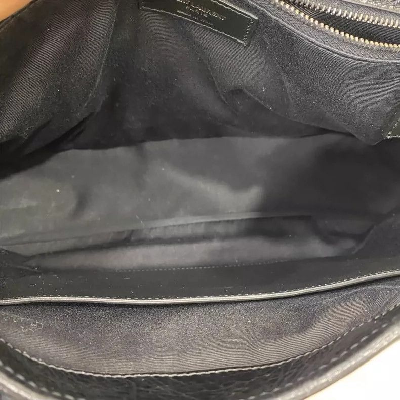 Yves Saint Laurent Ysl Black Silver Leather Wandering Bag Size ONE SIZE - 8 Thumbnail