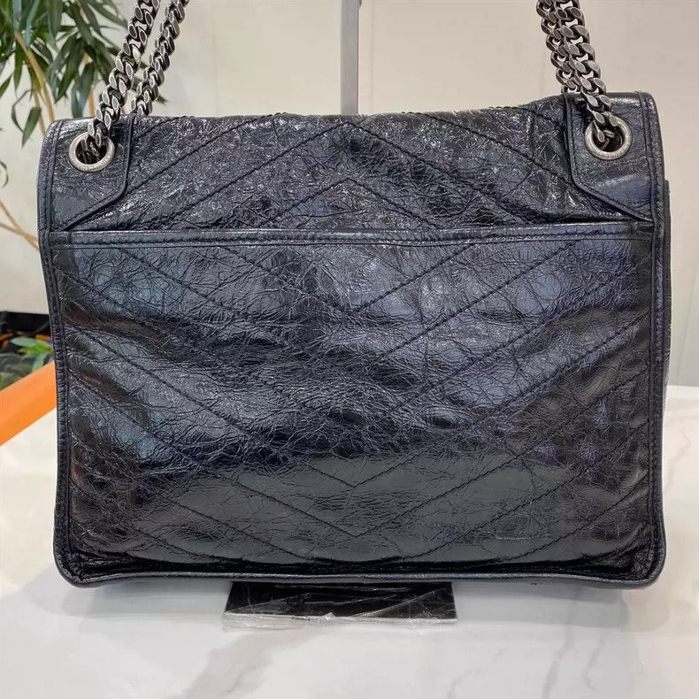 Yves Saint Laurent Ysl Black Silver Leather Wandering Bag Size ONE SIZE - 2 Thumbnail