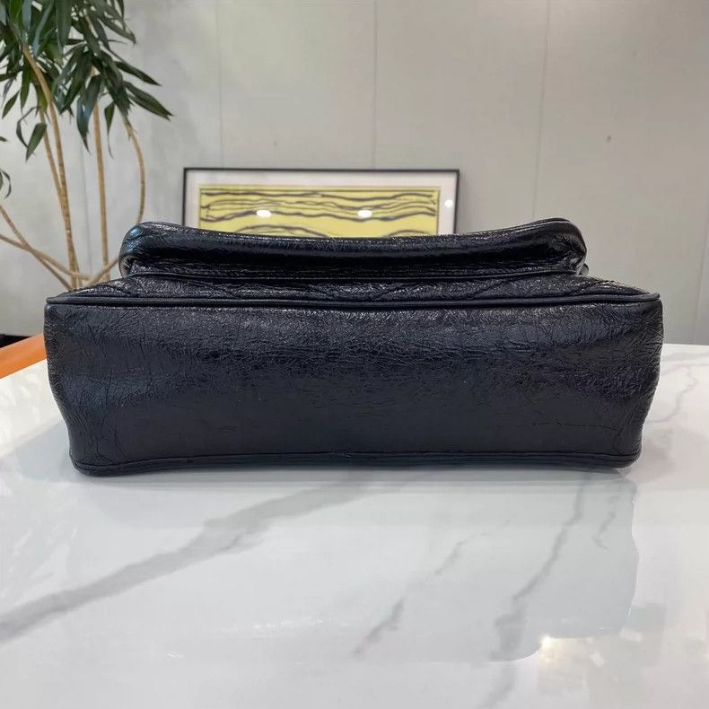 Yves Saint Laurent Ysl Black Silver Leather Wandering Bag Size ONE SIZE - 5 Thumbnail