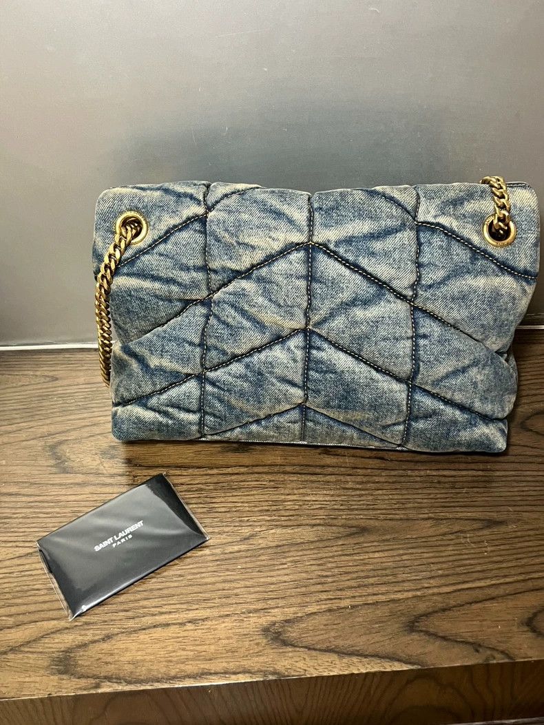 Yves Saint Laurent YSL Puffer Denim Cloud Bag Small Size Size ONE SIZE - 7 Thumbnail