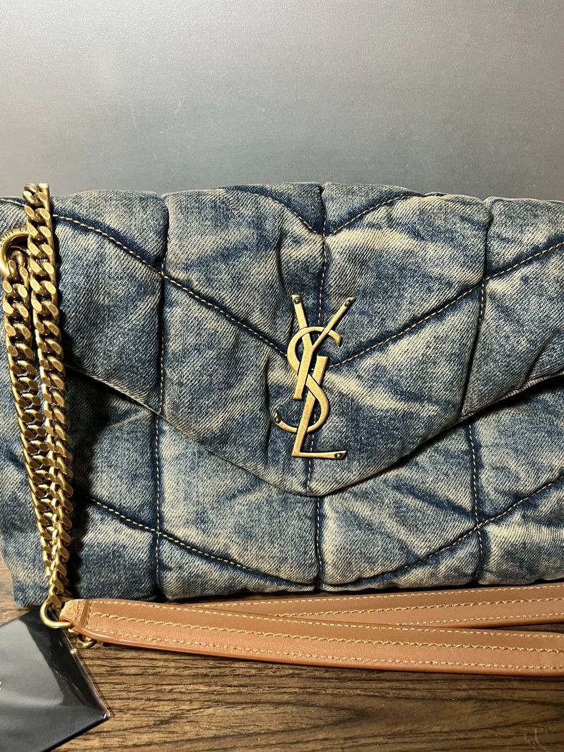 Yves Saint Laurent YSL Puffer Denim Cloud Bag Small Size Size ONE SIZE - 2 Thumbnail