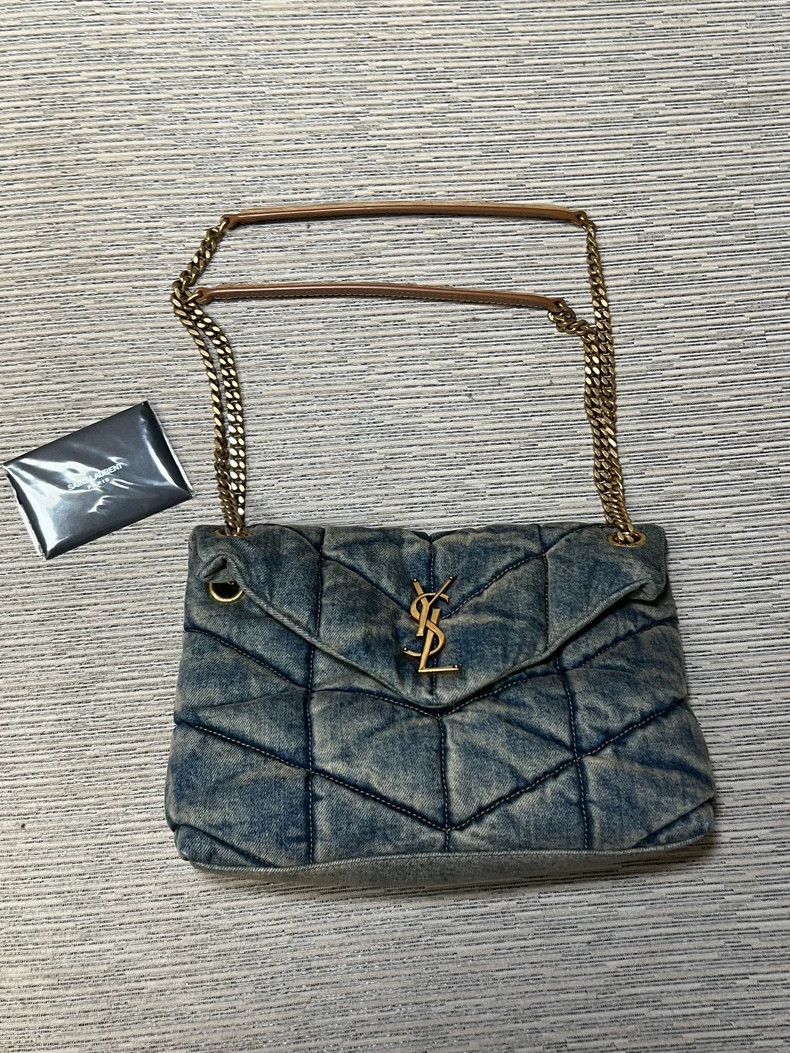 Yves Saint Laurent YSL Puffer Denim Cloud Bag Small Size Size ONE SIZE - 5 Thumbnail