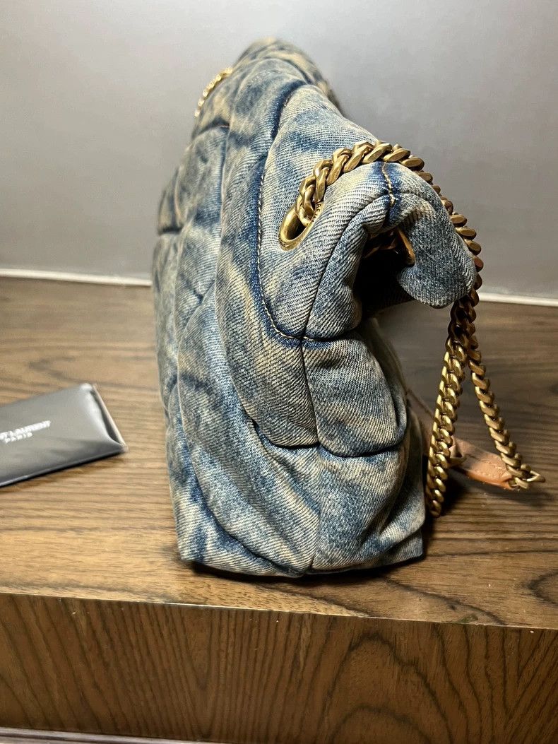 Yves Saint Laurent YSL Puffer Denim Cloud Bag Small Size Size ONE SIZE - 4 Thumbnail