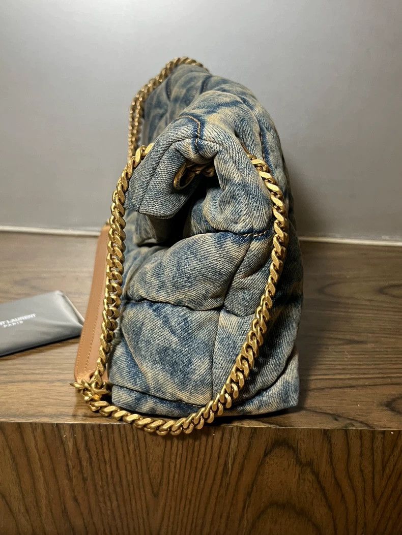Yves Saint Laurent YSL Puffer Denim Cloud Bag Small Size Size ONE SIZE - 3 Thumbnail