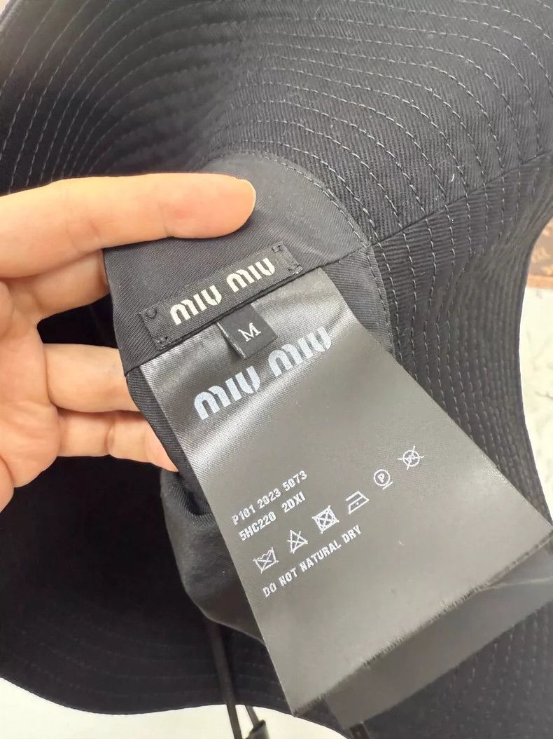 Miu Miu Miu Miu Logo Bucket Hat with Drawstring Size ONE SIZE - 5 Thumbnail