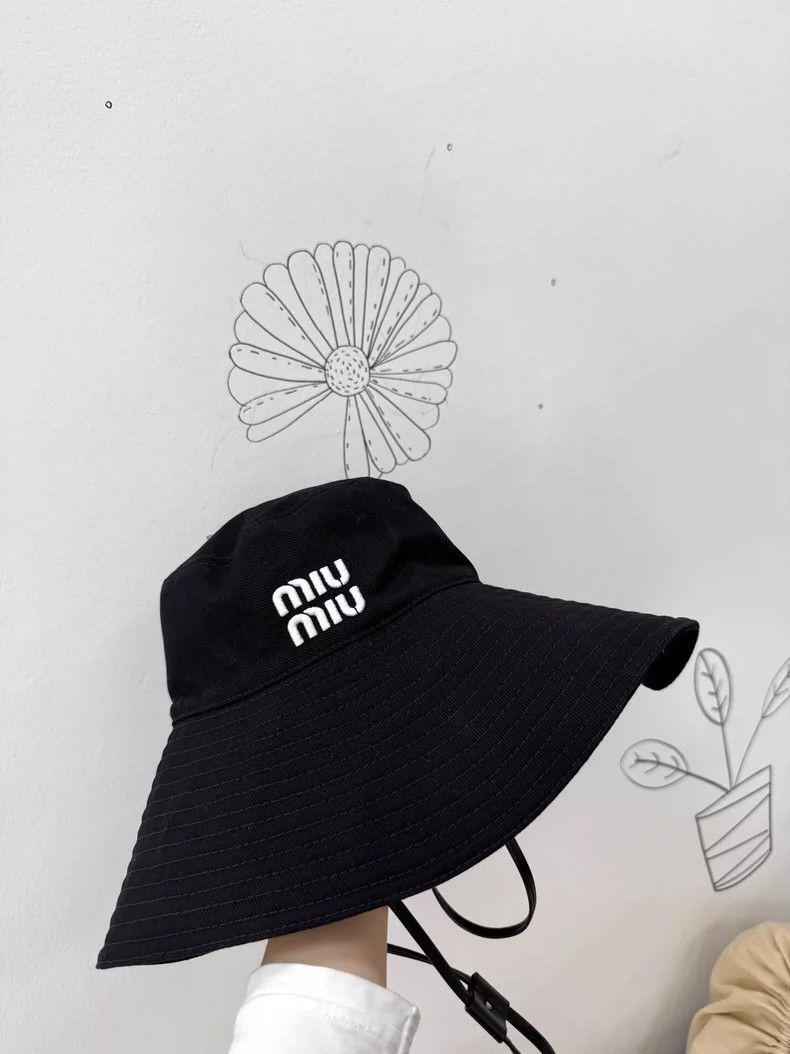 Miu Miu Miu Miu Logo Bucket Hat with Drawstring Size ONE SIZE - 2 Thumbnail