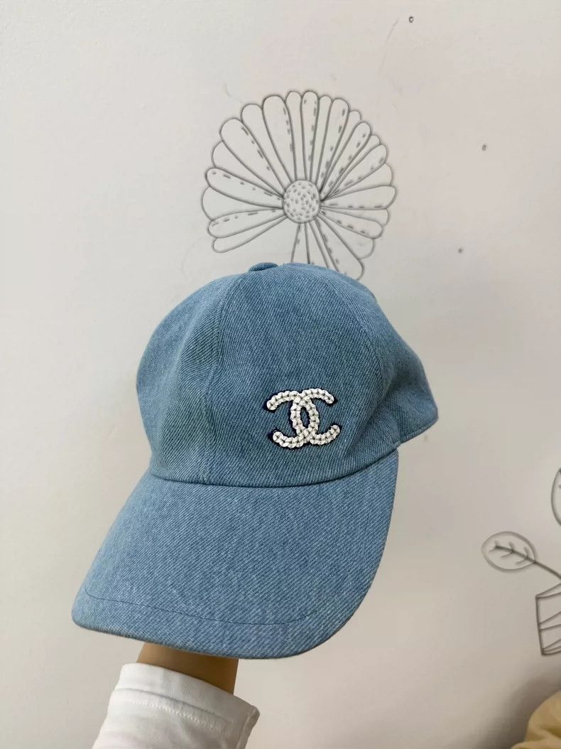 Chanel Sequined Logo Denim Baseball Cap