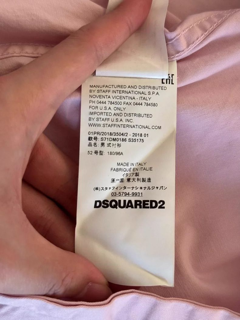 Dsquared2 Dsquared2 Men's Pink Pocket Logo Shirt Size US L / EU 52-54 / 3 - 7 Thumbnail