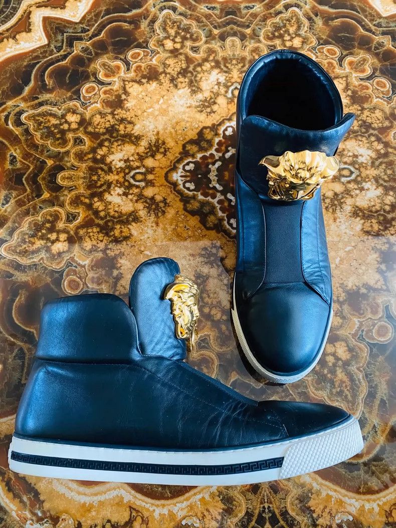 Versace Versace High-Top Men's Shoes in Blue Size US 10.5 / EU 43-44 - 2 Thumbnail