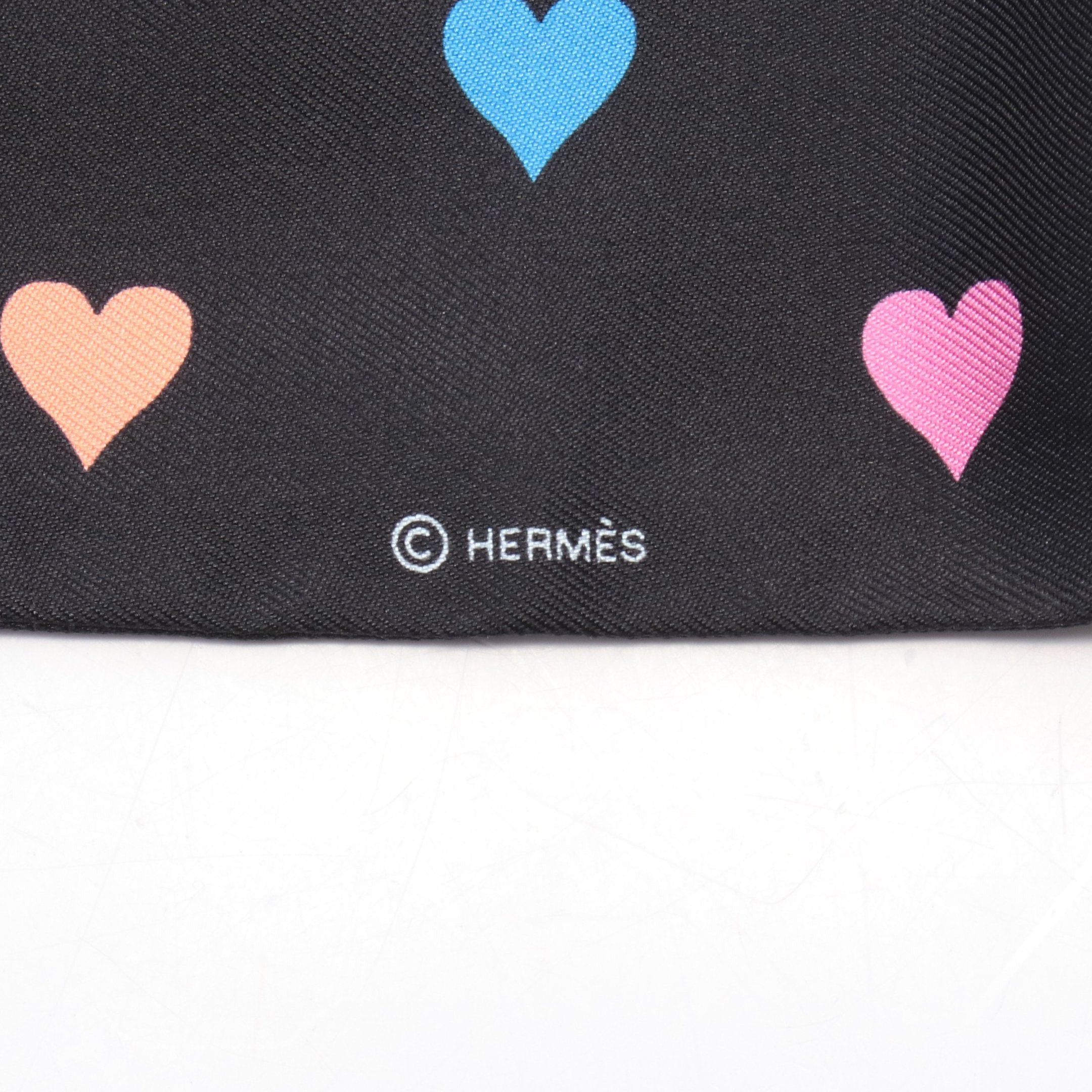 Hermes Hermes Twilly Tea Time Ribbon Scarf Silk Black Multicolor Size ONE SIZE - 2 Thumbnail