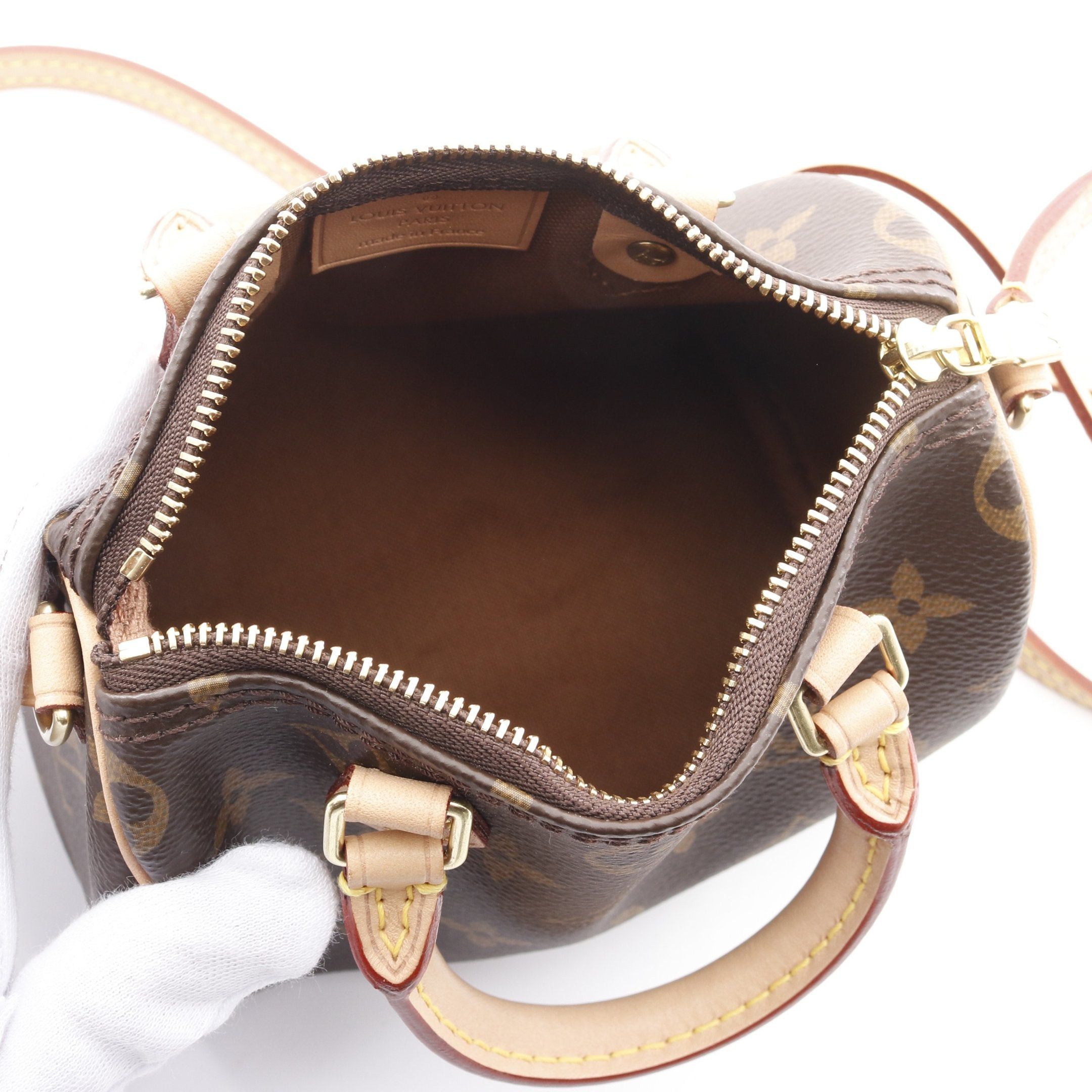 Louis Vuitton Louis Vuitton Nano Speedy Monogram Shoulder Bag Leather Brown Size ONE SIZE - 3 Thumbnail
