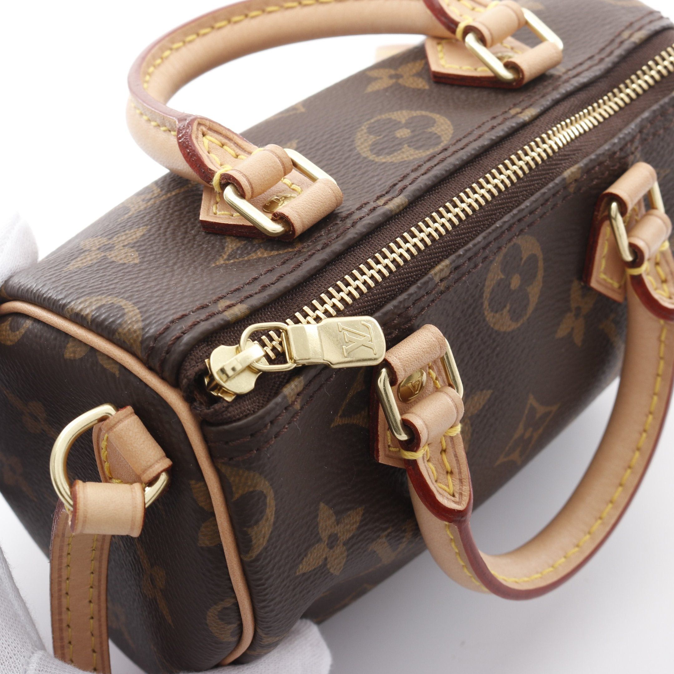 Louis Vuitton Louis Vuitton Nano Speedy Monogram Shoulder Bag Leather Brown Size ONE SIZE - 6 Thumbnail