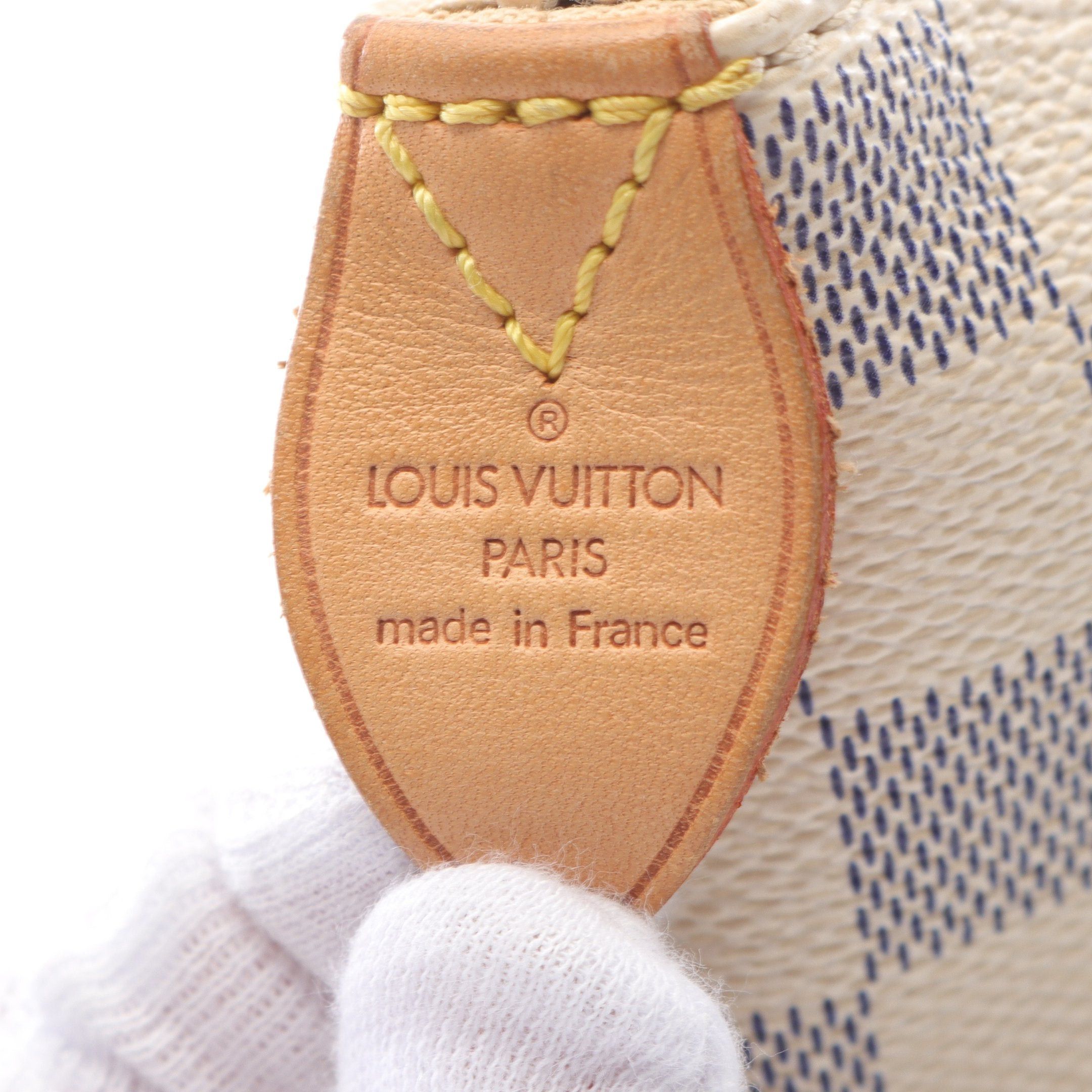 Louis Vuitton Totally Mm Damier Azur Shoulder Bag Tote Leather White