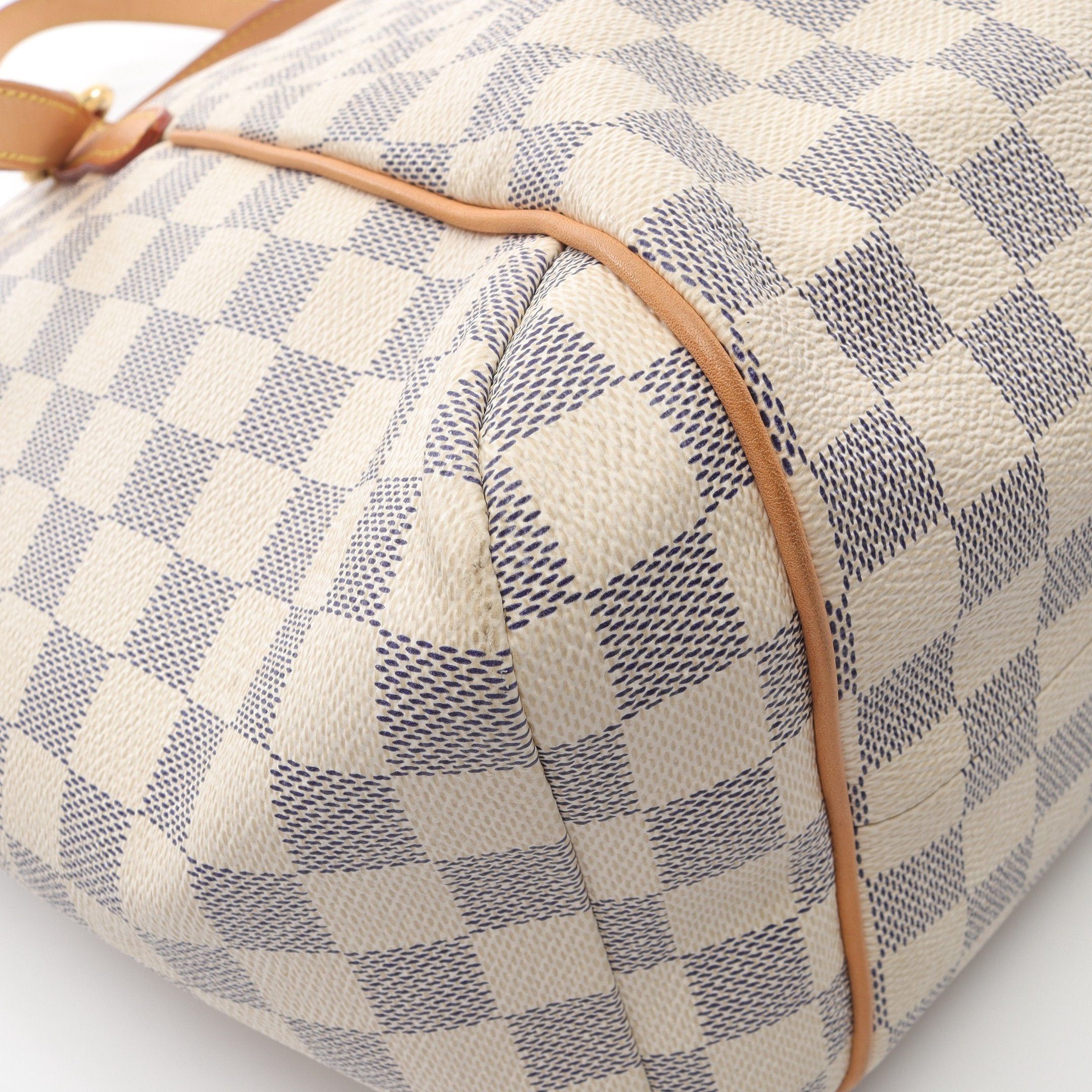 Louis Vuitton Totally Mm Damier Azur Shoulder Bag Tote Leather White