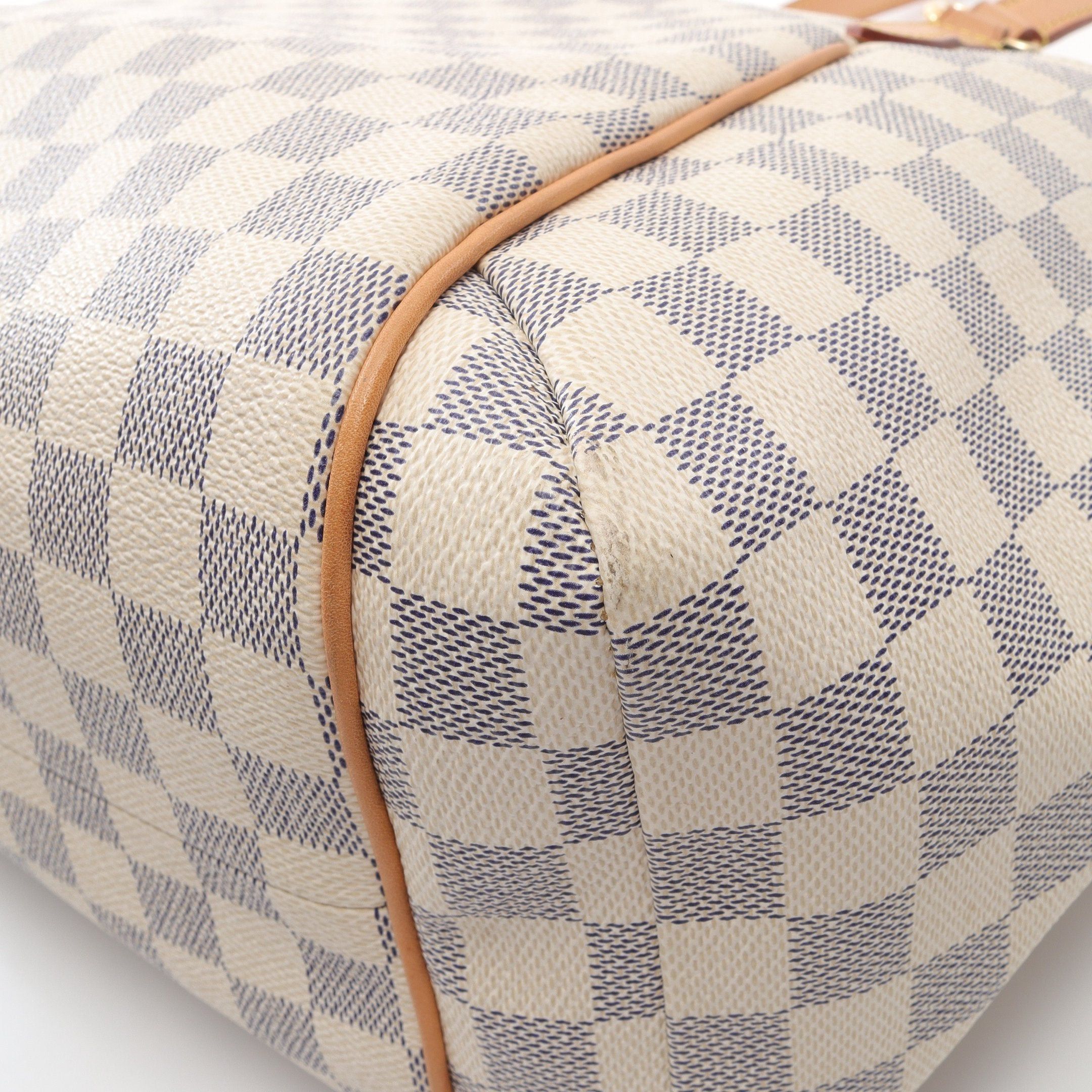 Louis Vuitton Totally Mm Damier Azur Shoulder Bag Tote Leather White