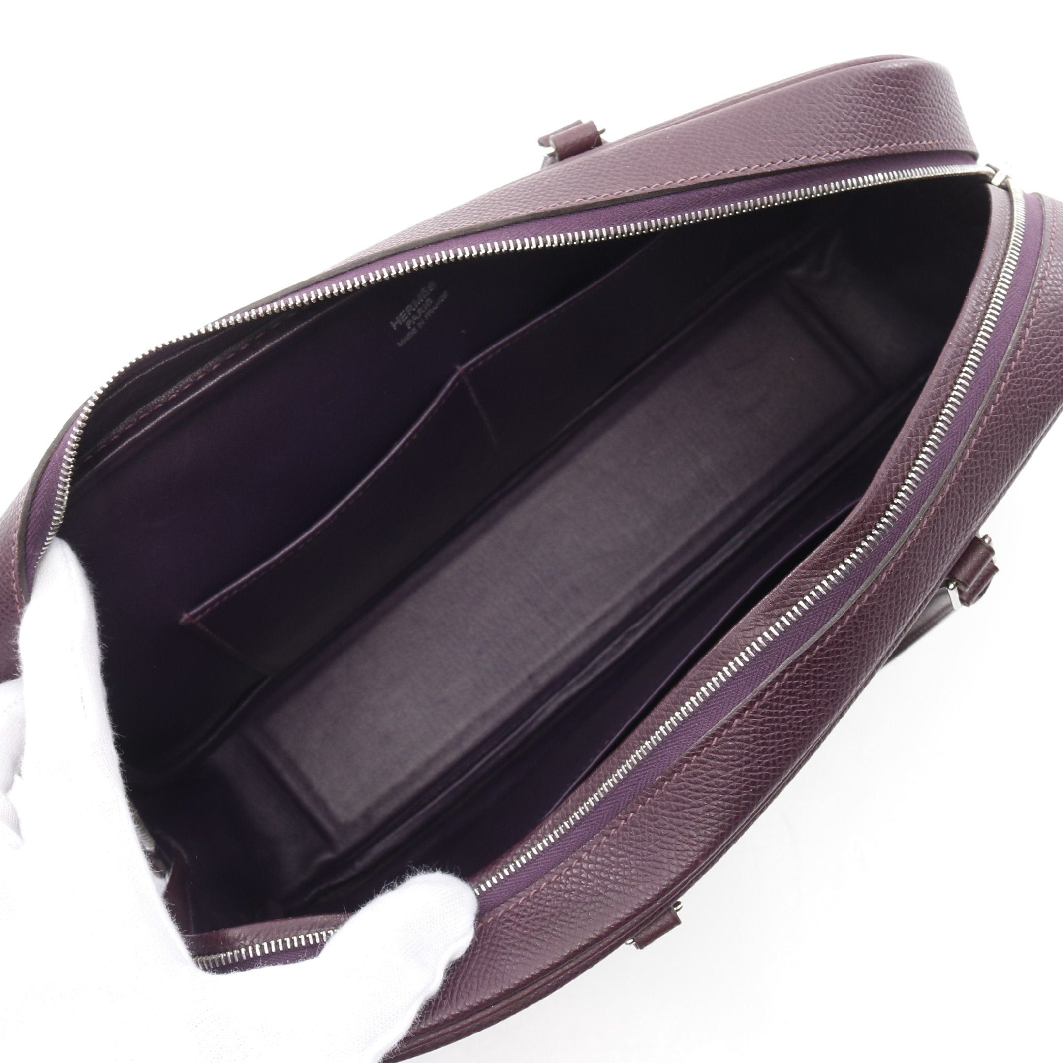 Hermes Hermes Plum Elan 28 Leysin Handbag Veau Epsom Purple Silver Hardware □I Stamp (Manufactured Around 2005) Size ONE SIZE - 3 Thumbnail