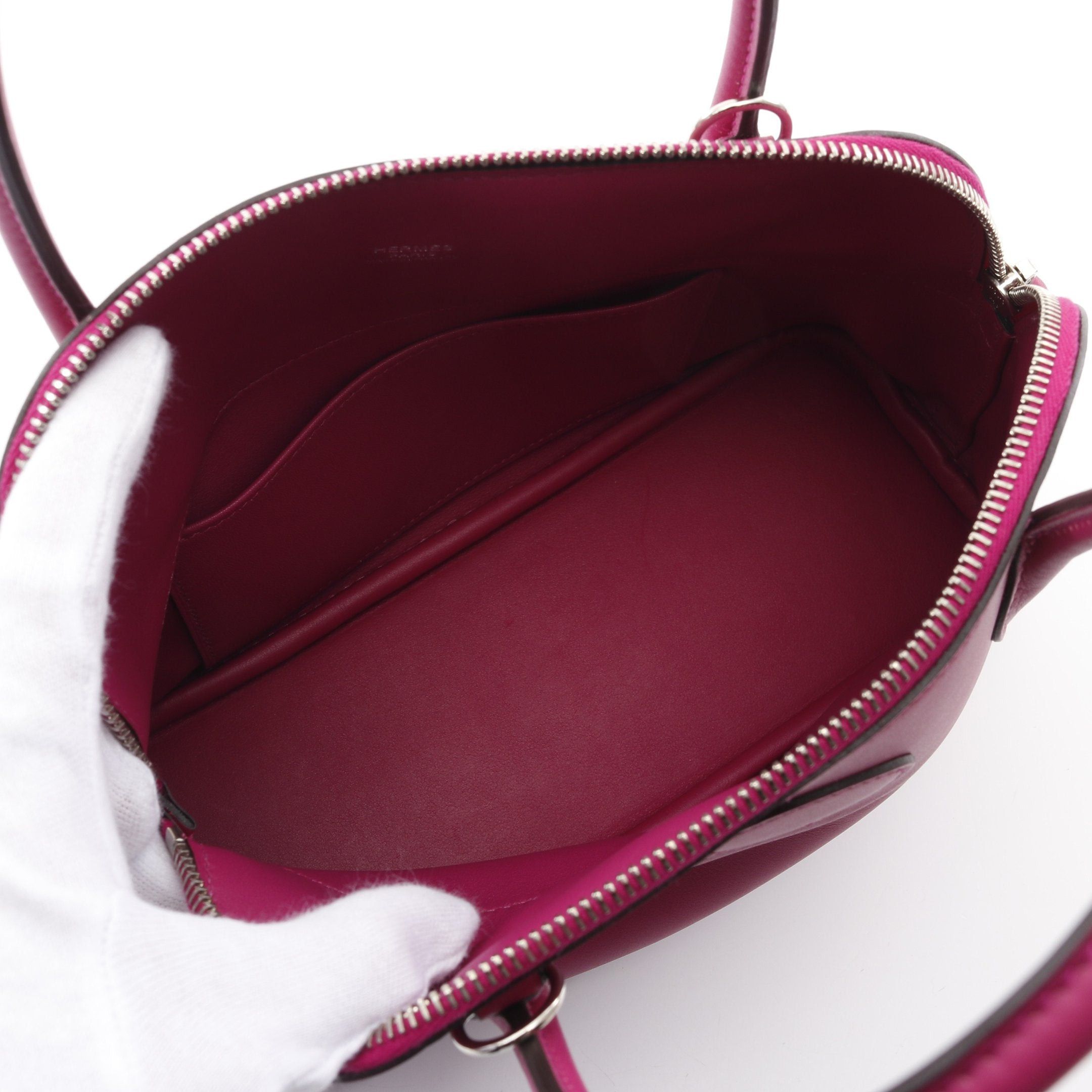 Hermes Hermes Bolide 27 Rose Purple Handbag Veau Swift Pink Silver Hardware C Engraved Size ONE SIZE - 3 Thumbnail