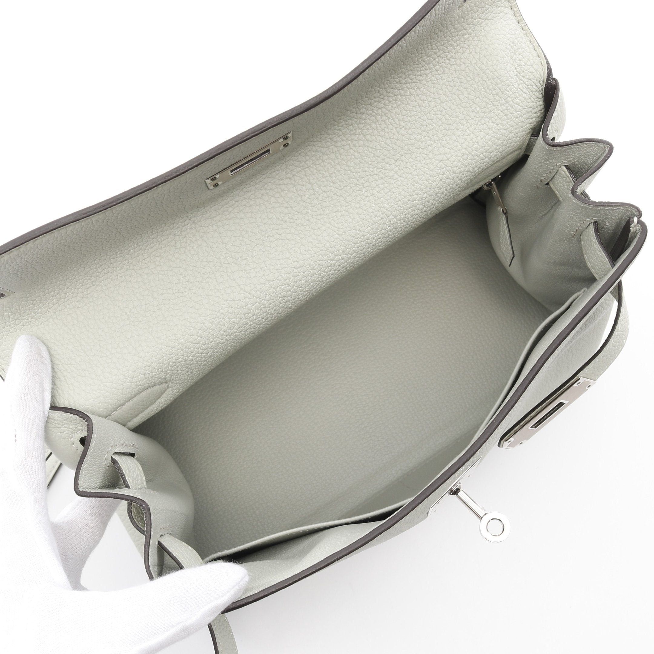 Hermes Hermes Kelly28 Grineve Handbag Togo Gray Green Silver Hardware Inner Stitch B Stamp Size ONE SIZE - 3 Thumbnail