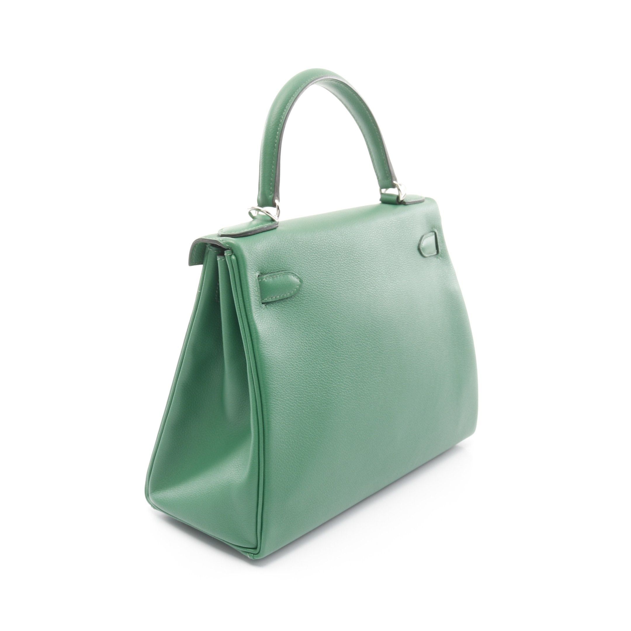 Hermes Hermes Kelly28 Bamboo Handbag Evercolor Green Silver Hardware Inner Stitch Y Stamp Size ONE SIZE - 2 Thumbnail