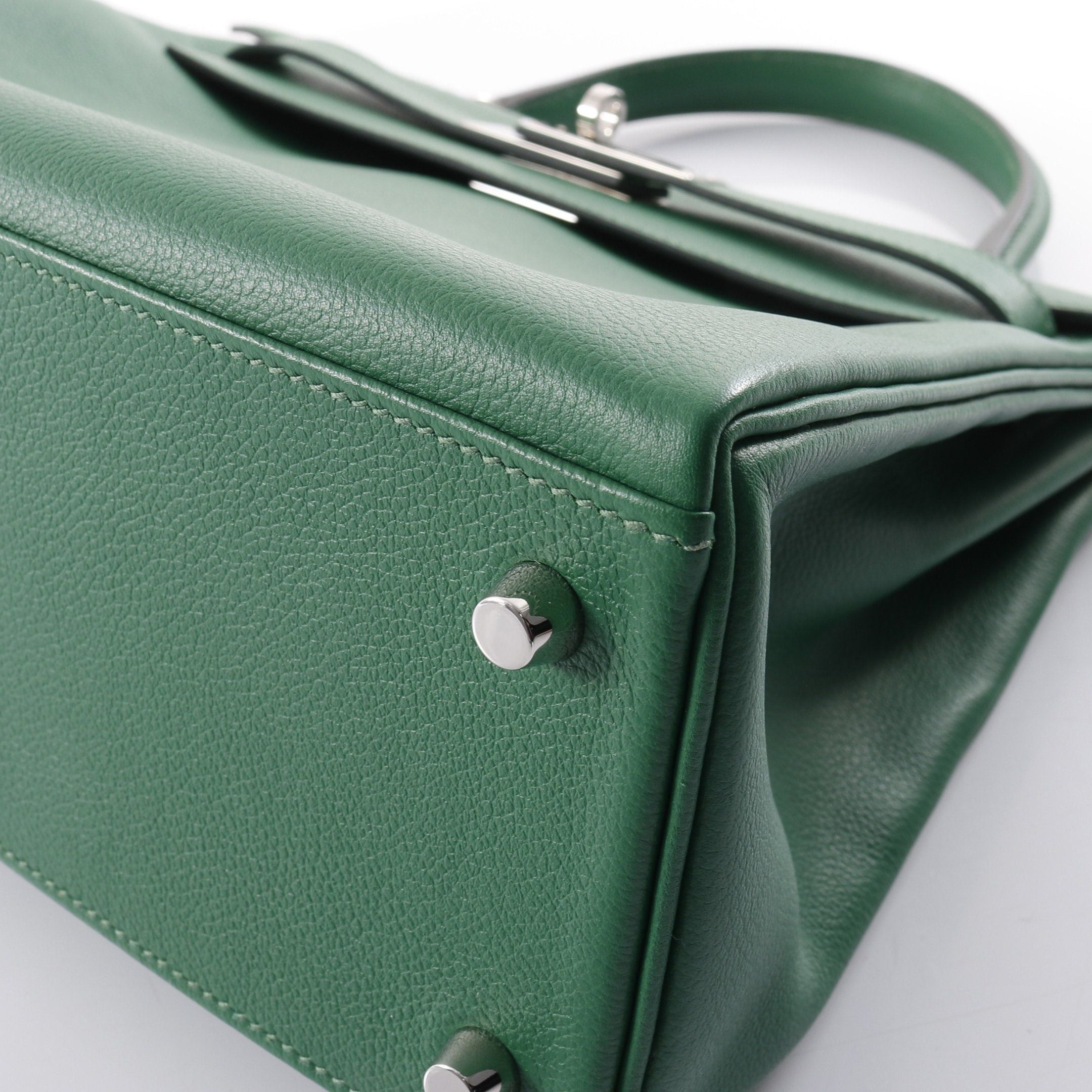 Hermes Hermes Kelly28 Bamboo Handbag Evercolor Green Silver Hardware Inner Stitch Y Stamp Size ONE SIZE - 8 Thumbnail