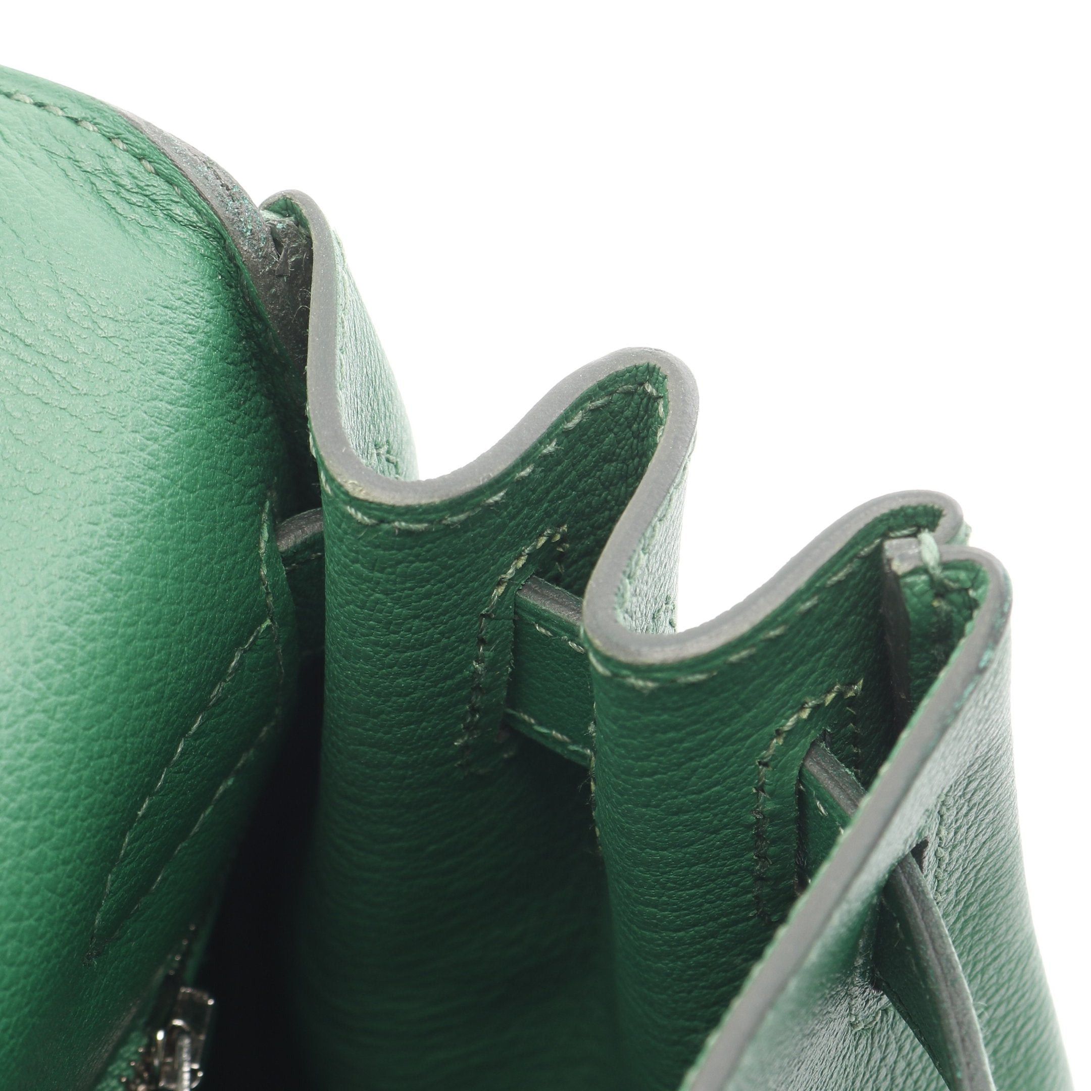 Hermes Hermes Kelly28 Bamboo Handbag Evercolor Green Silver Hardware Inner Stitch Y Stamp Size ONE SIZE - 7 Thumbnail