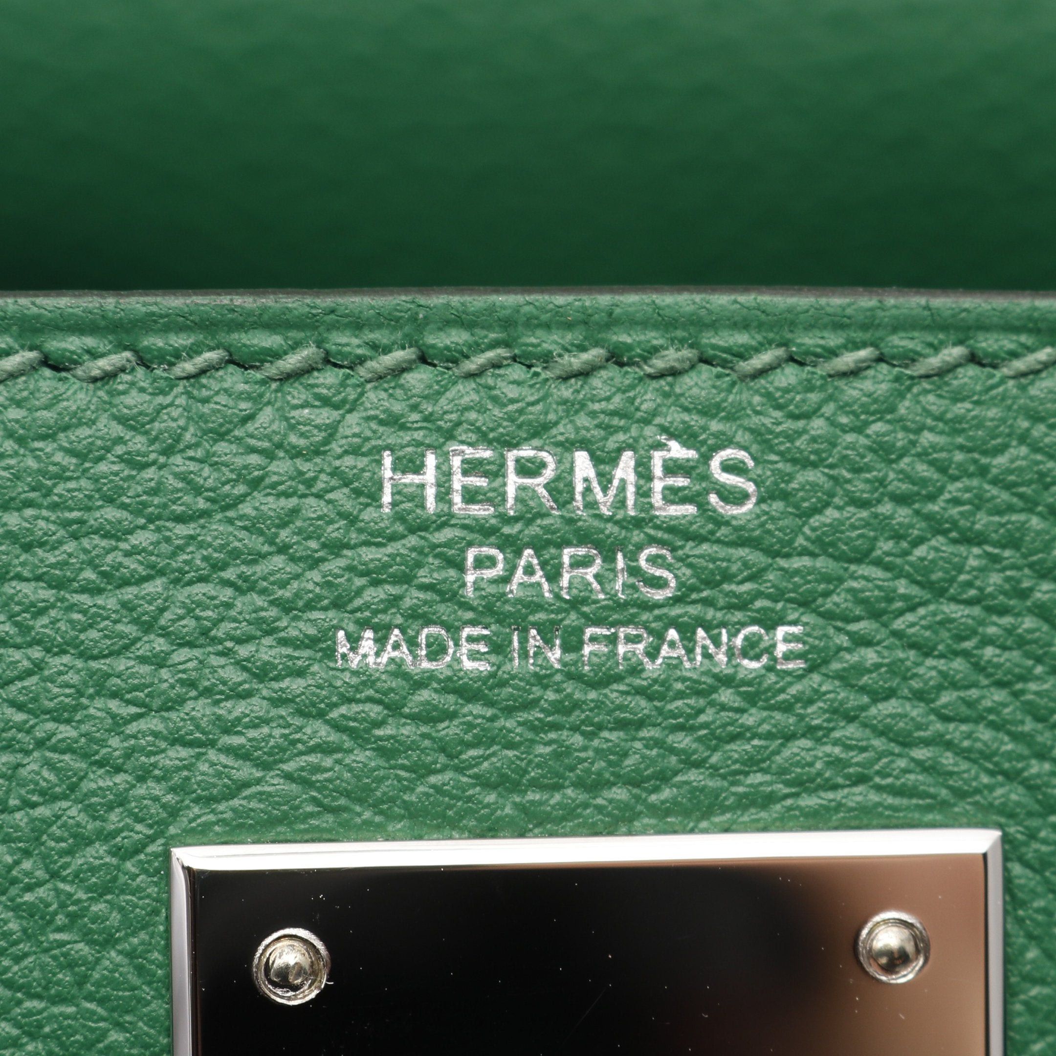Hermes Hermes Kelly28 Bamboo Handbag Evercolor Green Silver Hardware Inner Stitch Y Stamp Size ONE SIZE - 4 Thumbnail