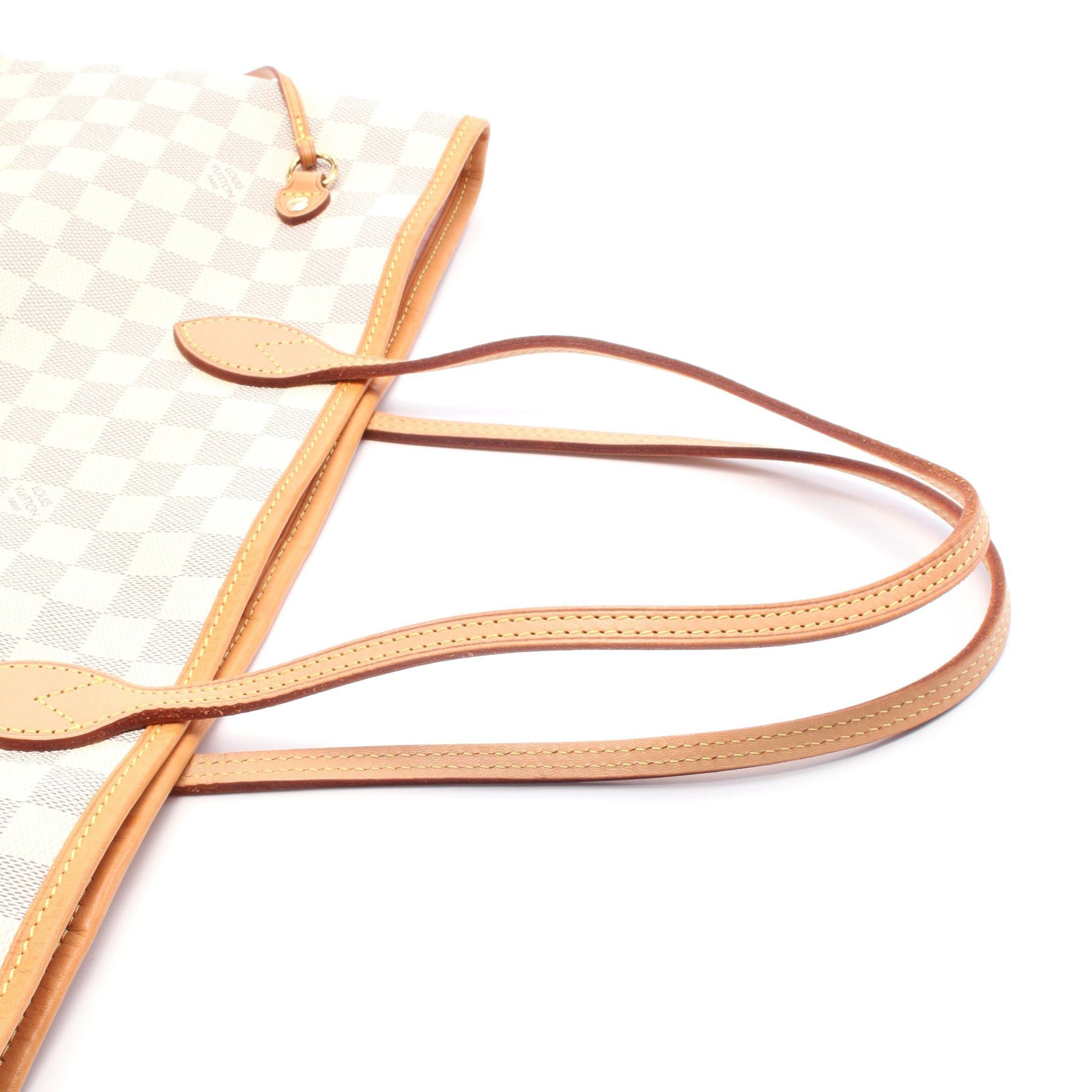 Louis Vuitton Louis Vuitton Neverfull Mm Damier Azur Rose Ballerine Shoulder Bag Tote Leather White Size ONE SIZE - 7 Thumbnail