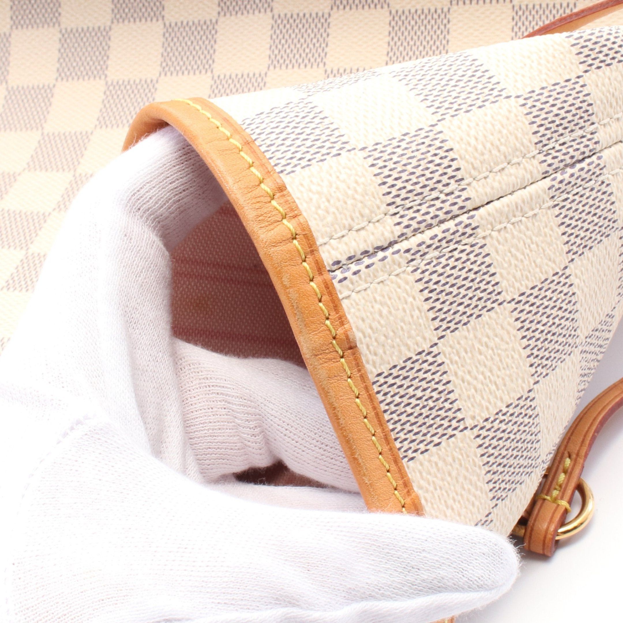 Louis Vuitton Louis Vuitton Neverfull Mm Damier Azur Rose Ballerine Shoulder Bag Tote Leather White Size ONE SIZE - 11 Thumbnail