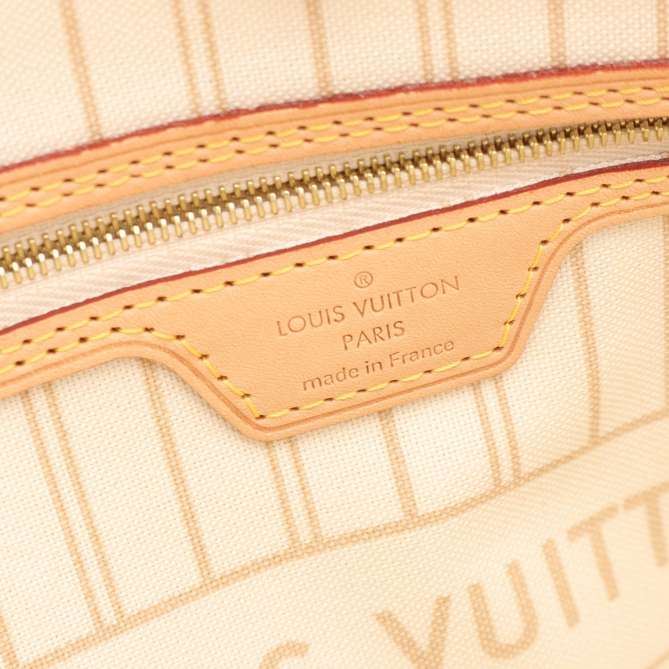Louis Vuitton Louis Vuitton Neverfull Mm Damier Azur Shoulder Bag Tote Leather White Size ONE SIZE - 4 Thumbnail