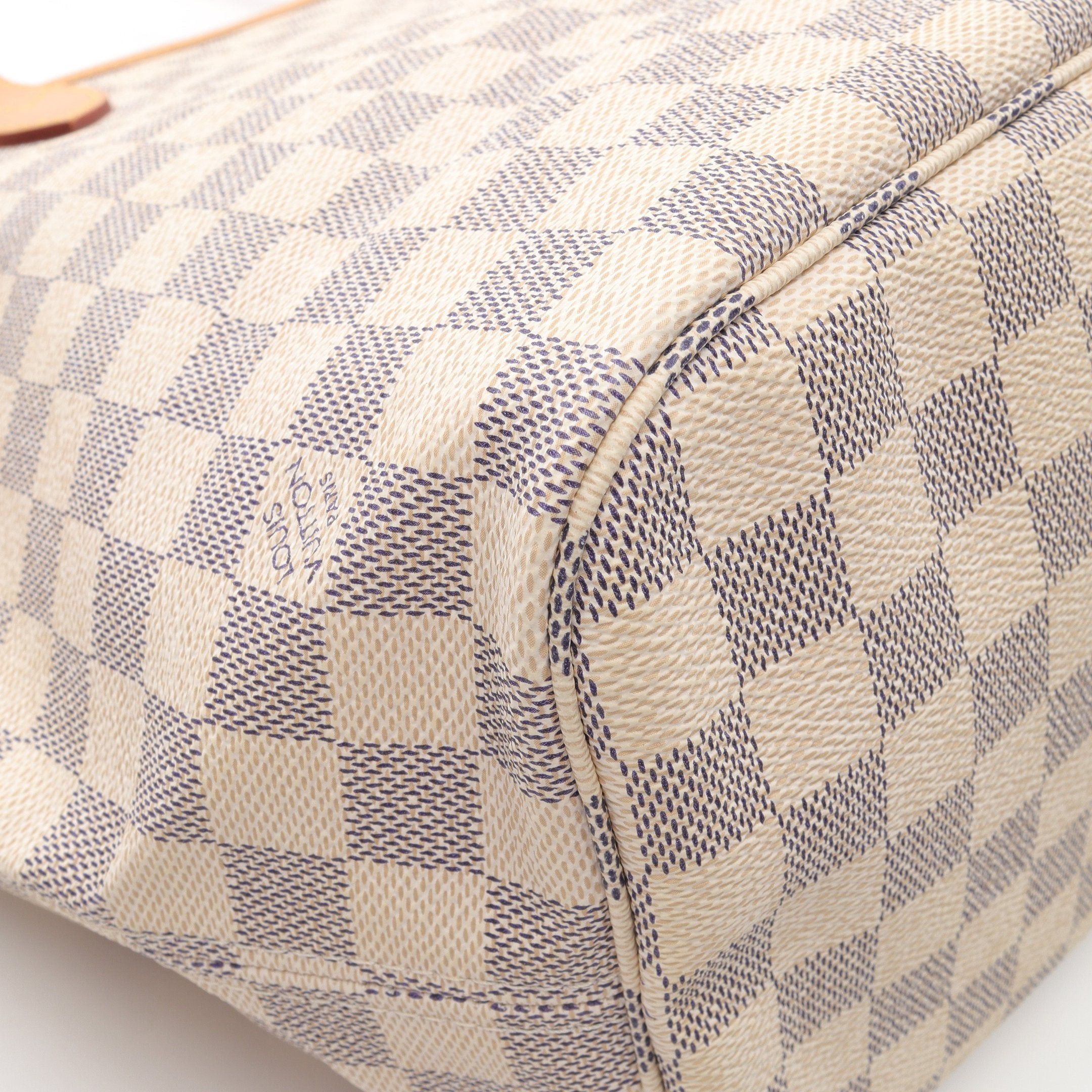 Louis Vuitton Louis Vuitton Neverfull Mm Damier Azur Shoulder Bag Tote Leather White Size ONE SIZE - 6 Thumbnail