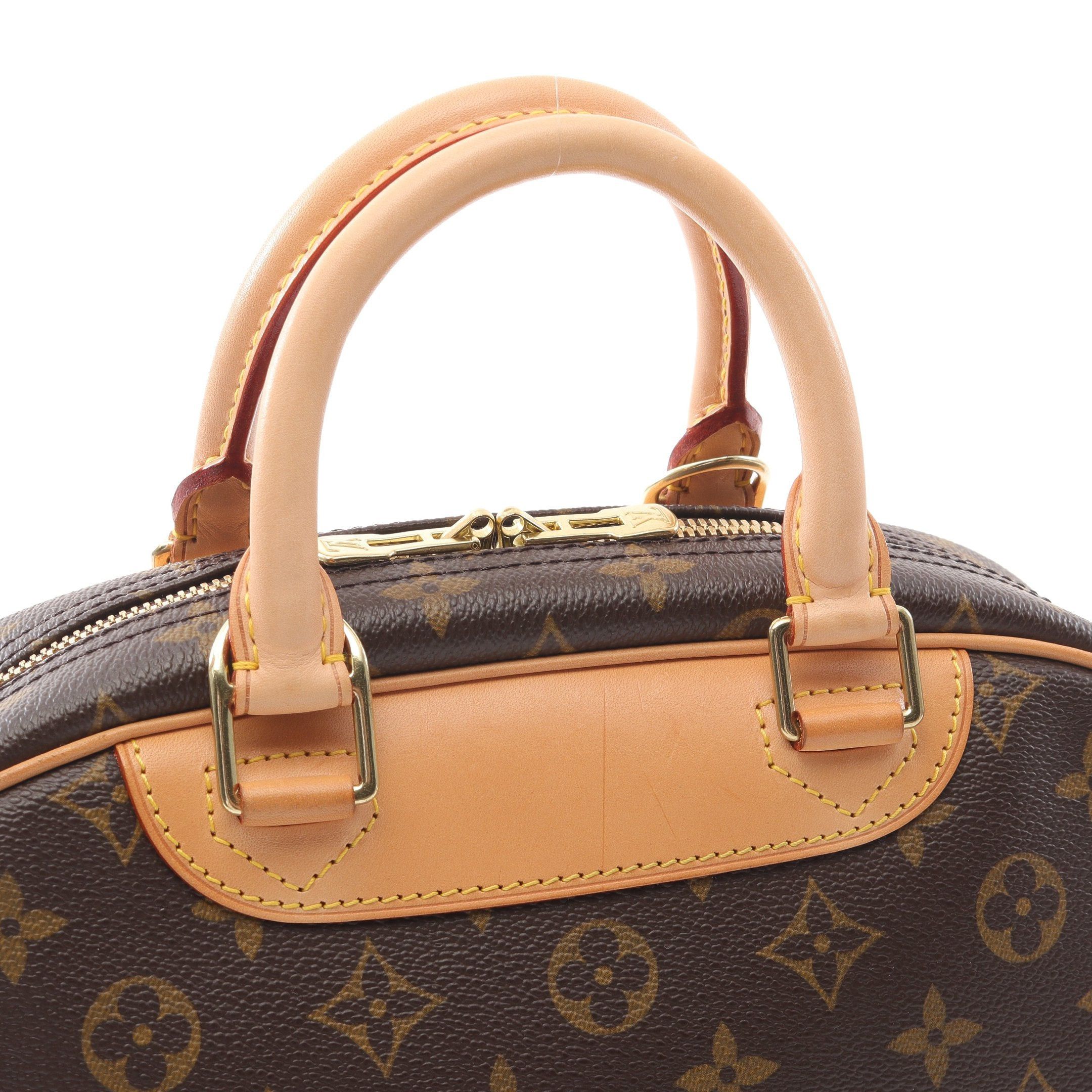 Louis Vuitton Louis Vuitton Trouville Monogram Handbag Leather Brown Size ONE SIZE - 6 Thumbnail