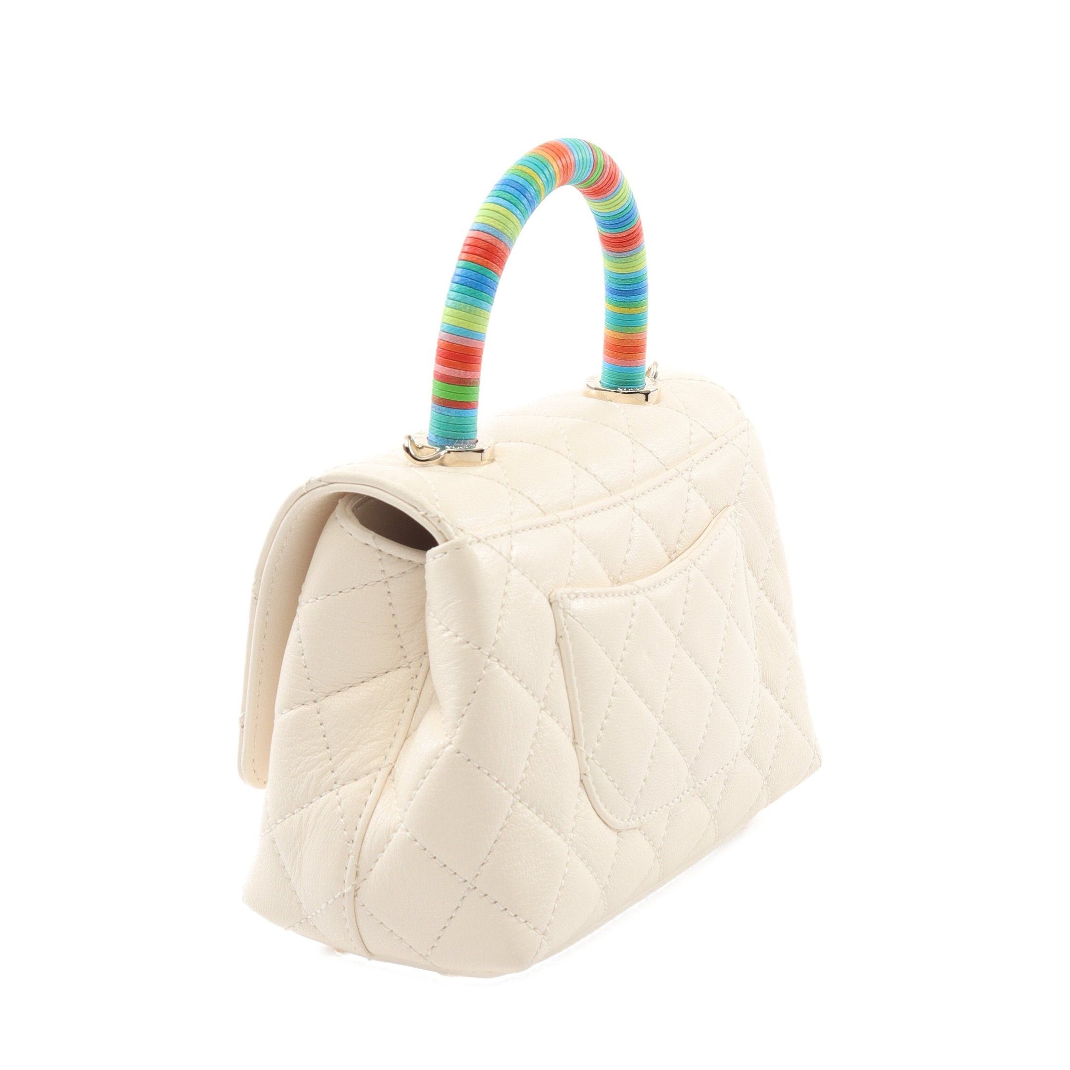 Chanel Chanel Coco Handle Xxs Top Handbag Leather White Multicolor Gold Hardware Size ONE SIZE - 2 Thumbnail