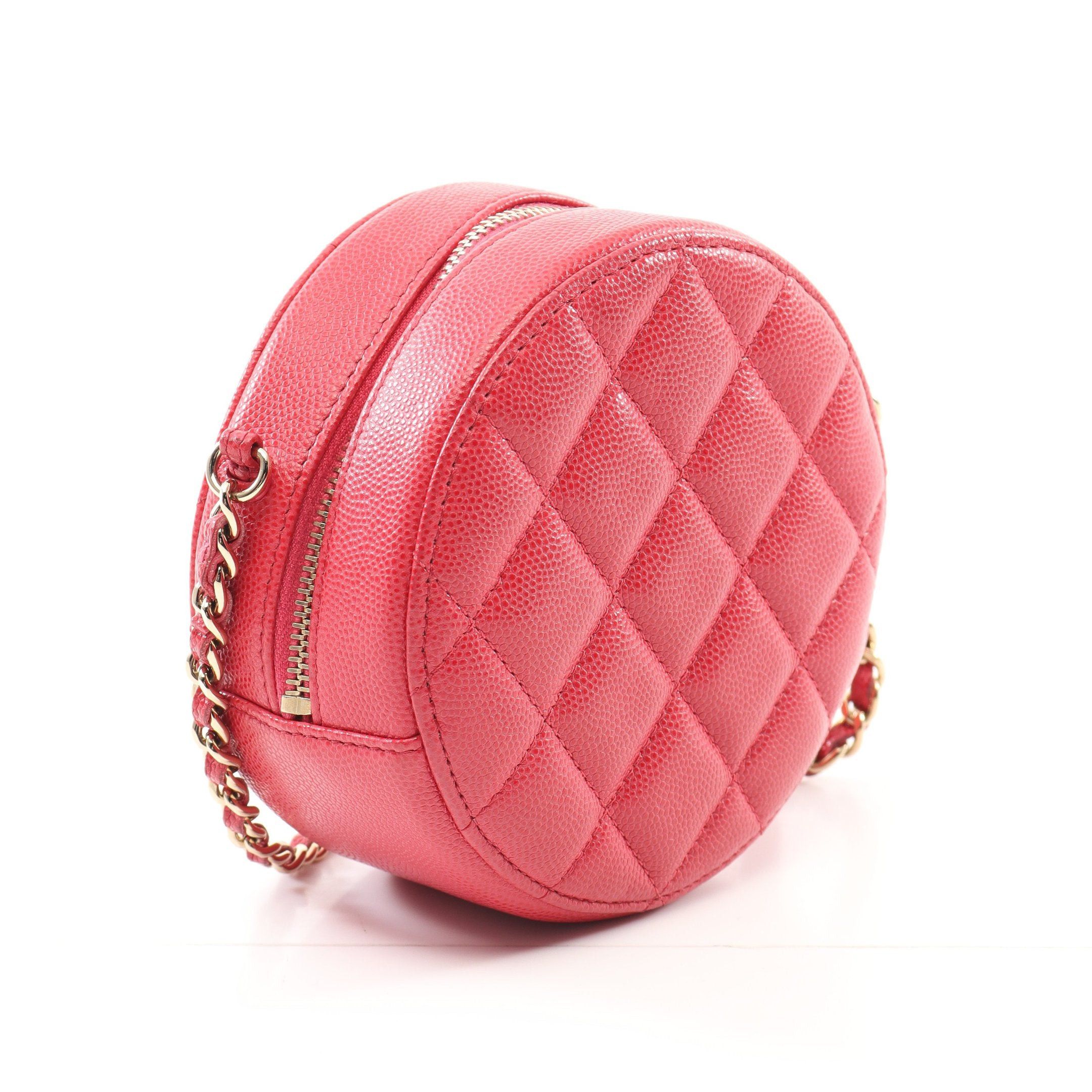 Chanel Chanel Matelasse Round Mini Chain Shoulder Bag Caviar Skin Red Gold Hardware Size ONE SIZE - 2 Thumbnail