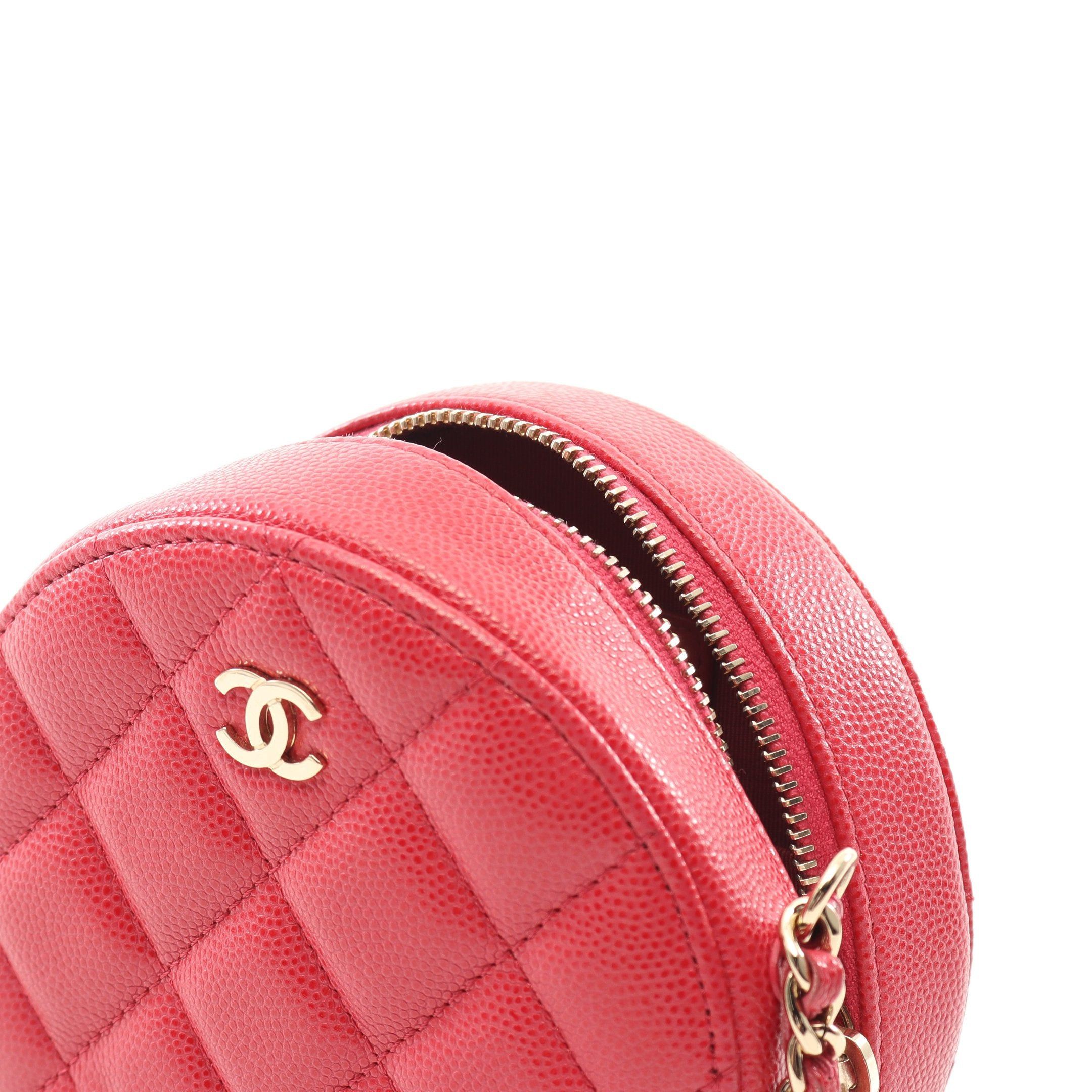 Chanel Chanel Matelasse Round Mini Chain Shoulder Bag Caviar Skin Red Gold Hardware Size ONE SIZE - 7 Thumbnail