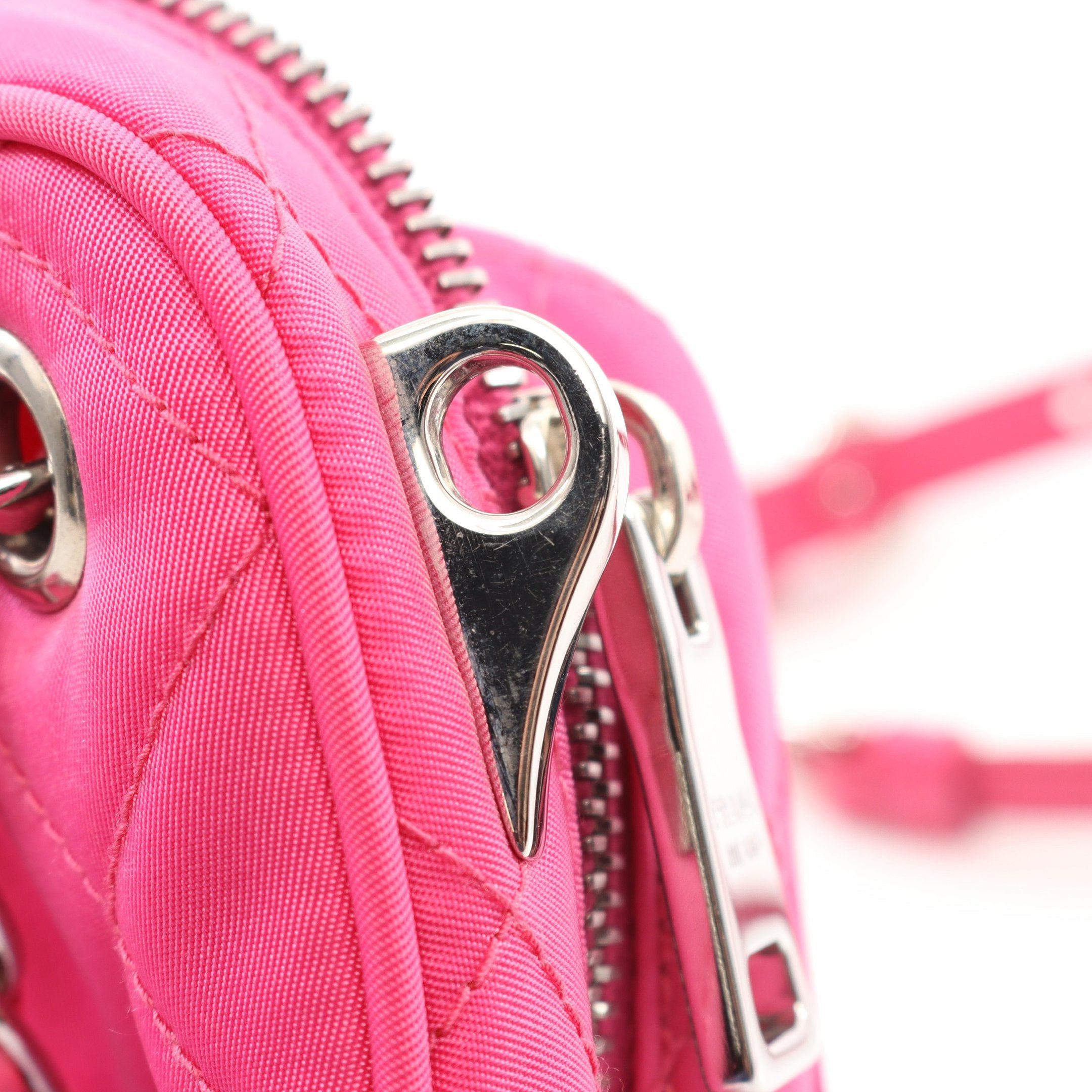 Prada Prada Chain Handbag Quilting Nylon Saffiano Leather Pink Size ONE SIZE - 6 Thumbnail