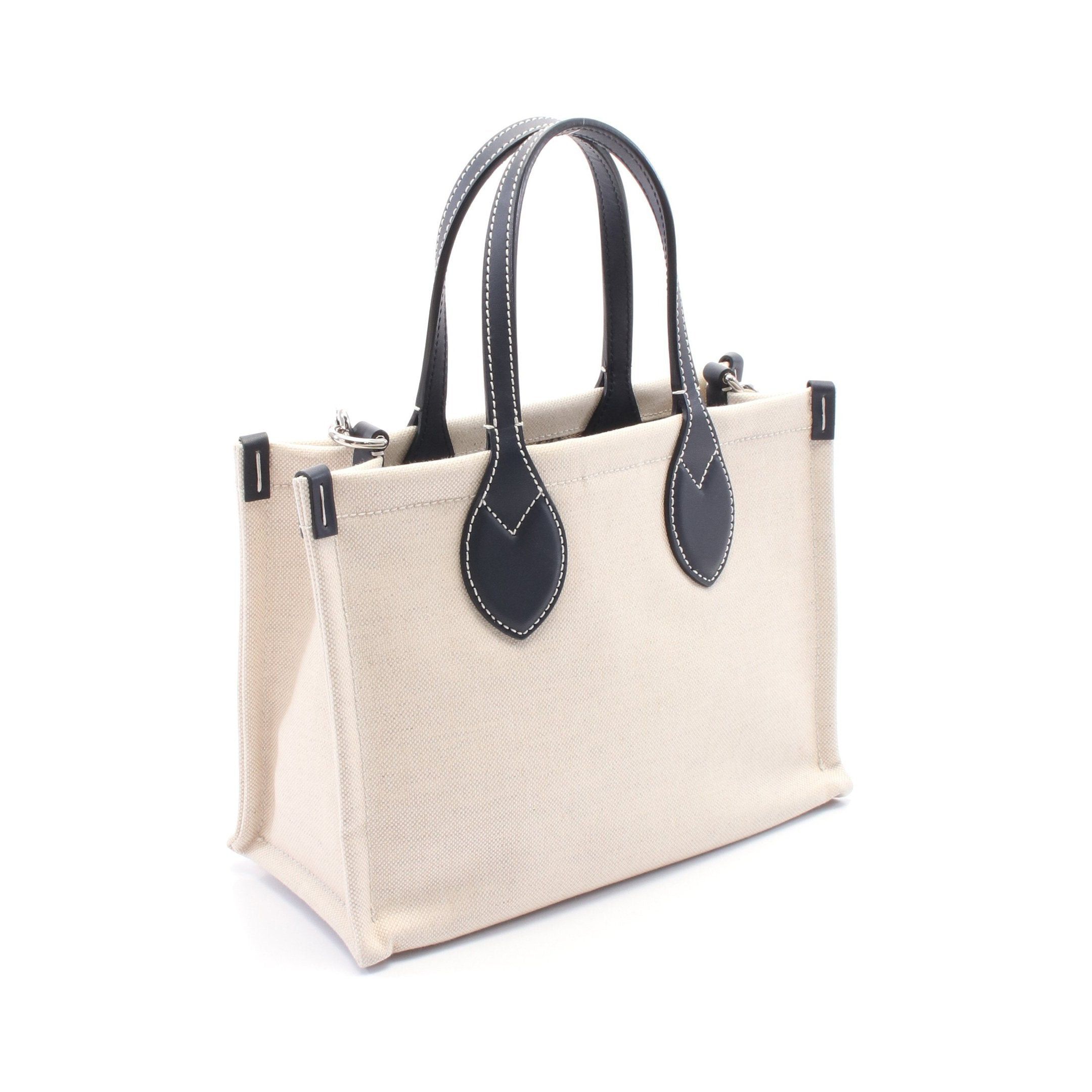 Gucci Print Mini Handbag Tote Bag Canvas Leather Ivory Dark Navy