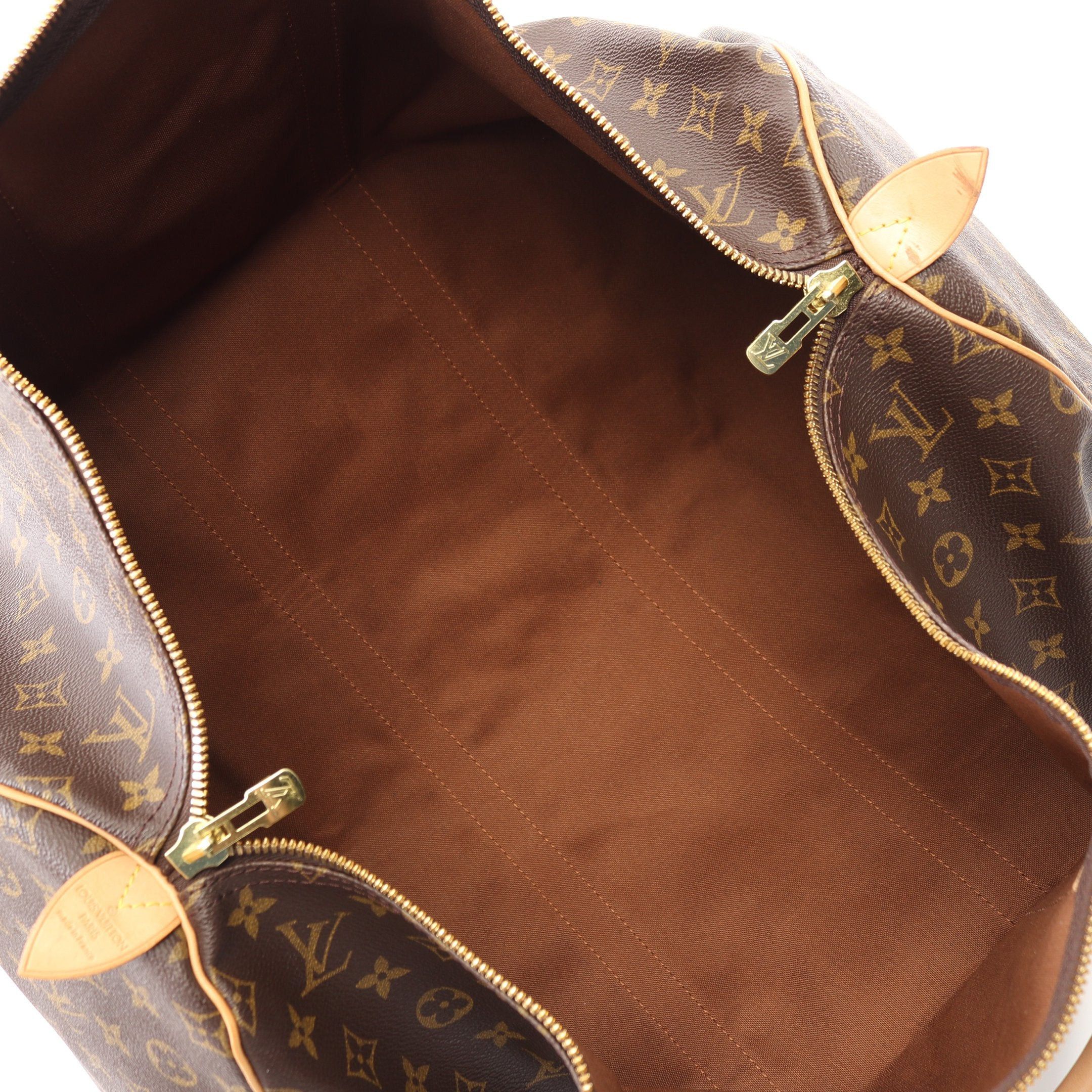 Louis Vuitton Louis Vuitton Keepall 55 Monogram Boston Bag Leather Brown Size ONE SIZE - 3 Thumbnail