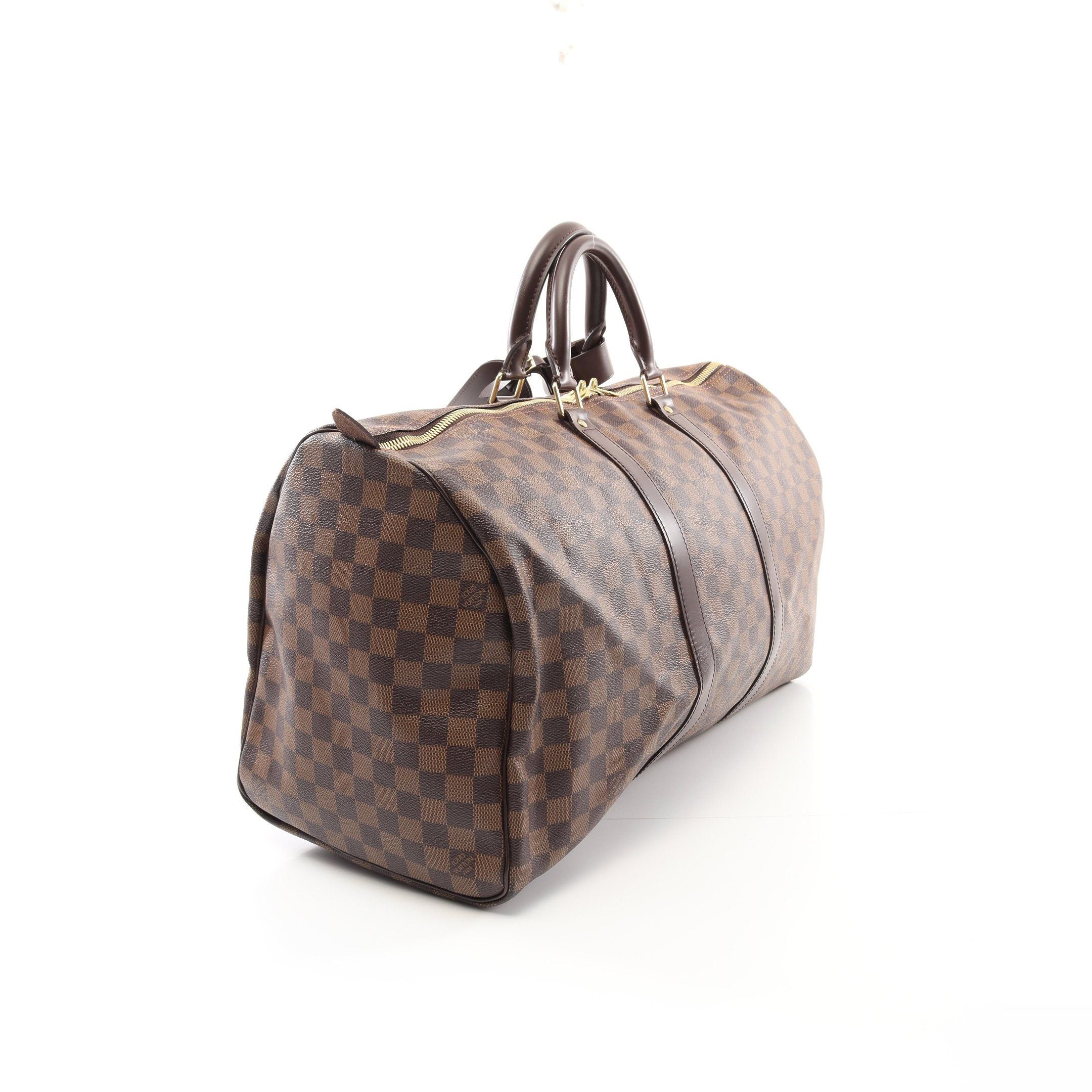 Louis Vuitton Louis Vuitton Keepall 50 Damier Ebene Boston Bag Leather Brown Size ONE SIZE - 2 Thumbnail