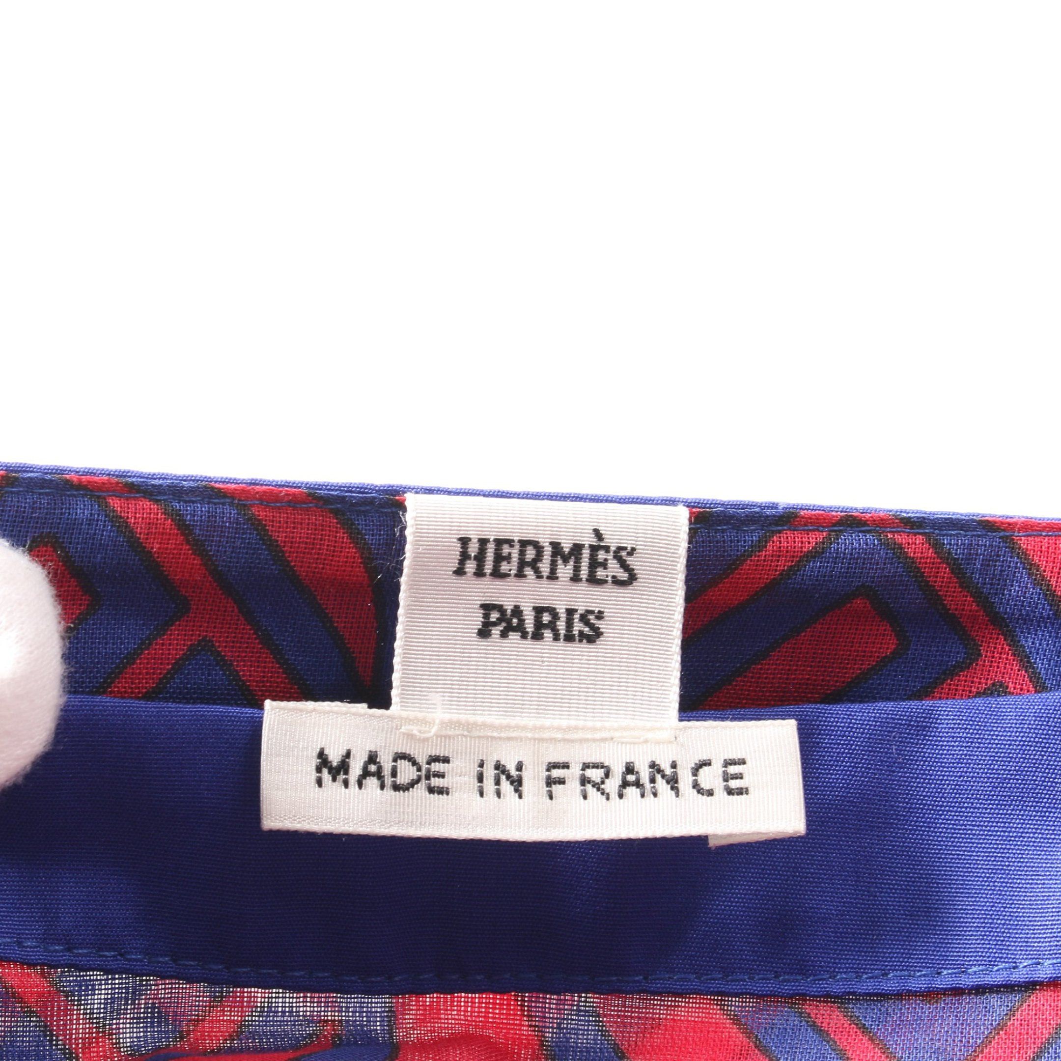 Hermes Hermes Fantaisie Peach Tunic Cotton Blue Multicolor Size ONE SIZE - 3 Thumbnail