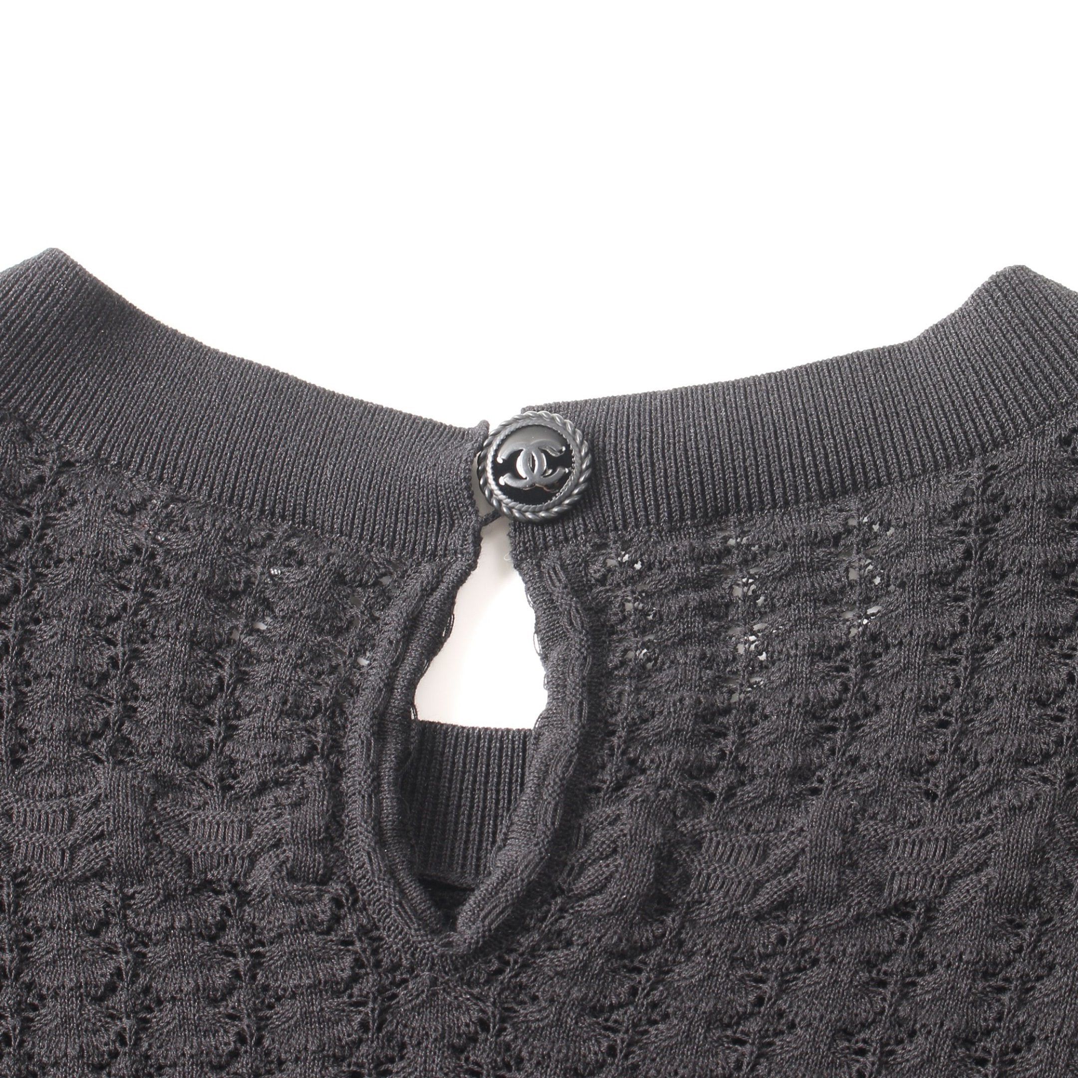 Chanel Chanel Cocomark Button Frill Knit Cotton Black Size ONE SIZE - 6 Thumbnail