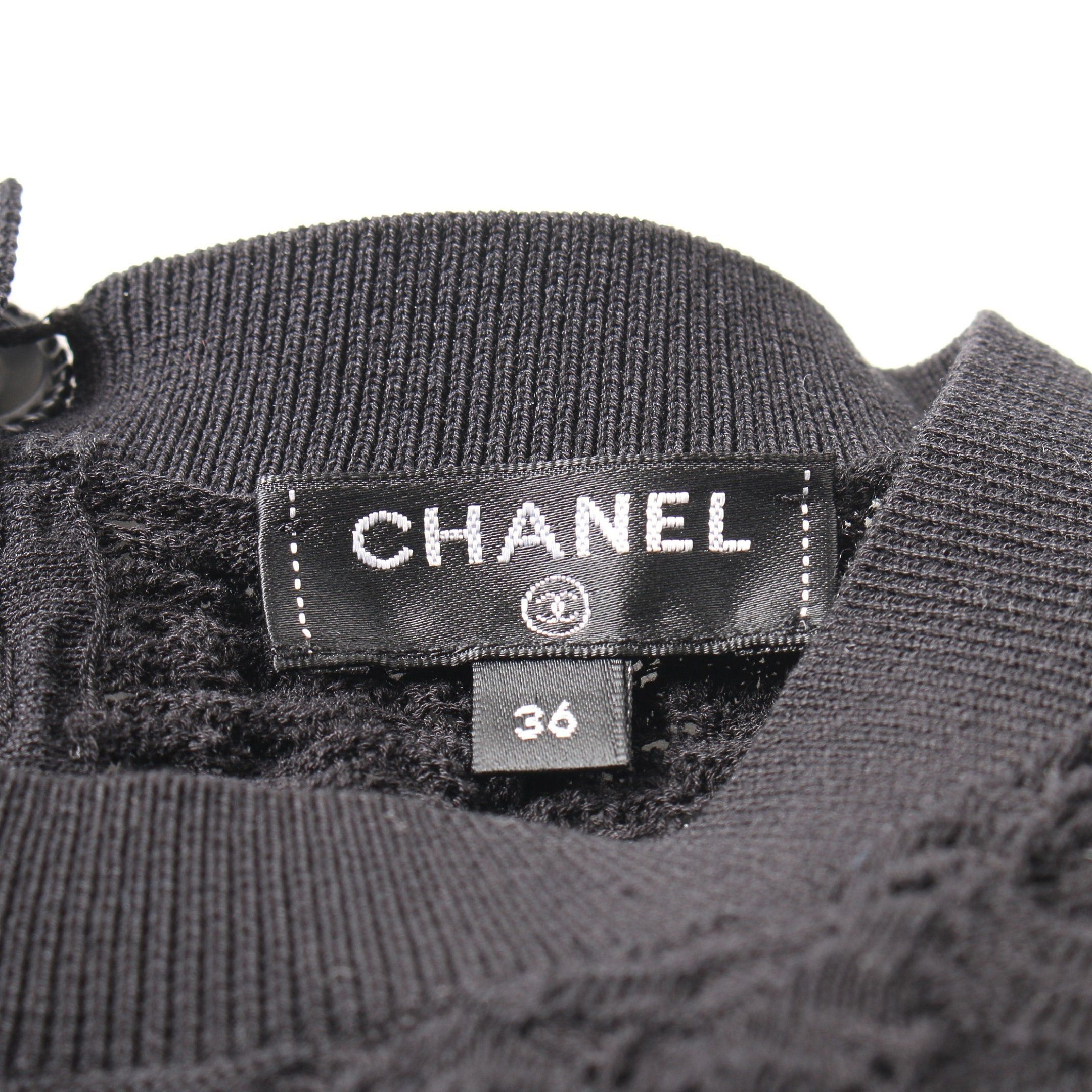 Chanel Chanel Cocomark Button Frill Knit Cotton Black Size ONE SIZE - 3 Thumbnail
