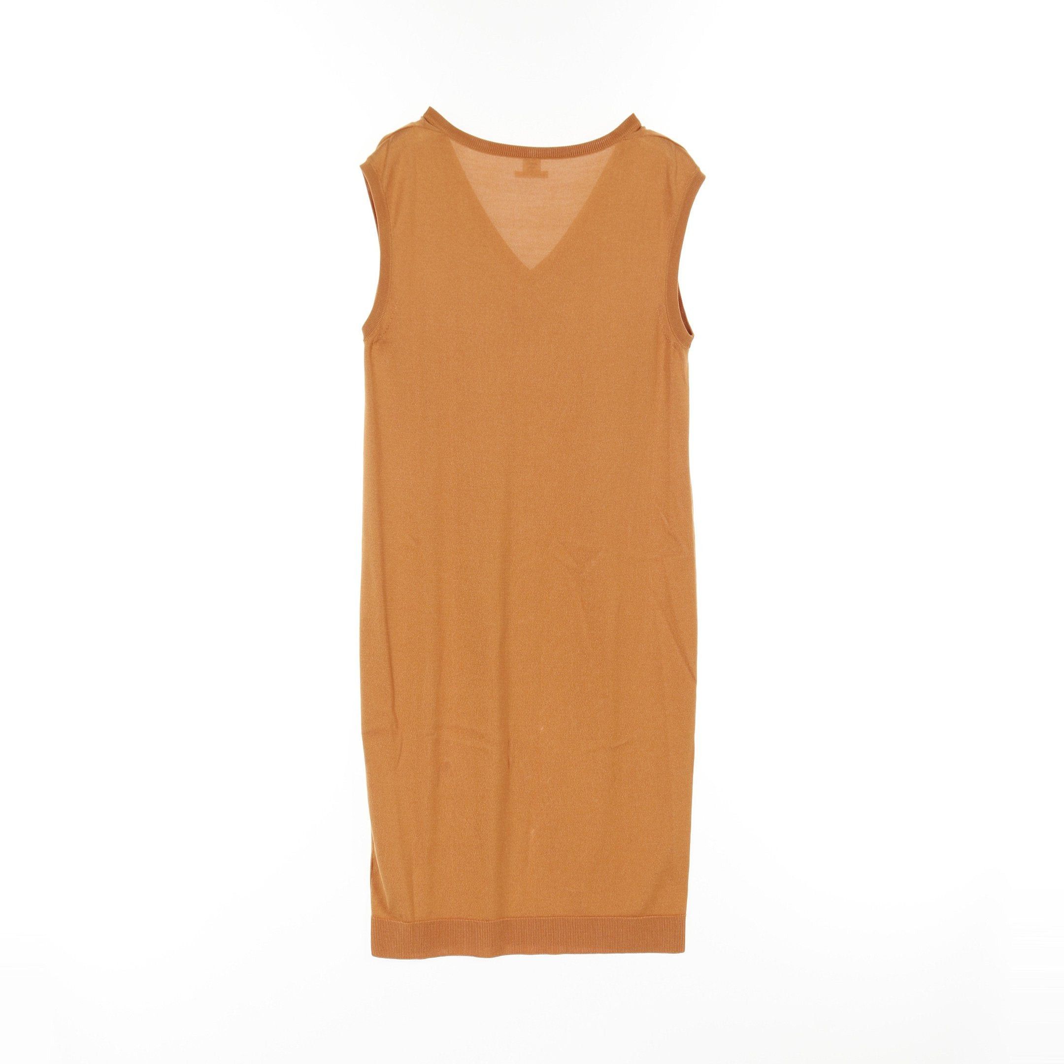 Hermes Hermes H Logo Knit Dress No Sleeve Silk Orange Brown Size ONE SIZE - 2 Thumbnail