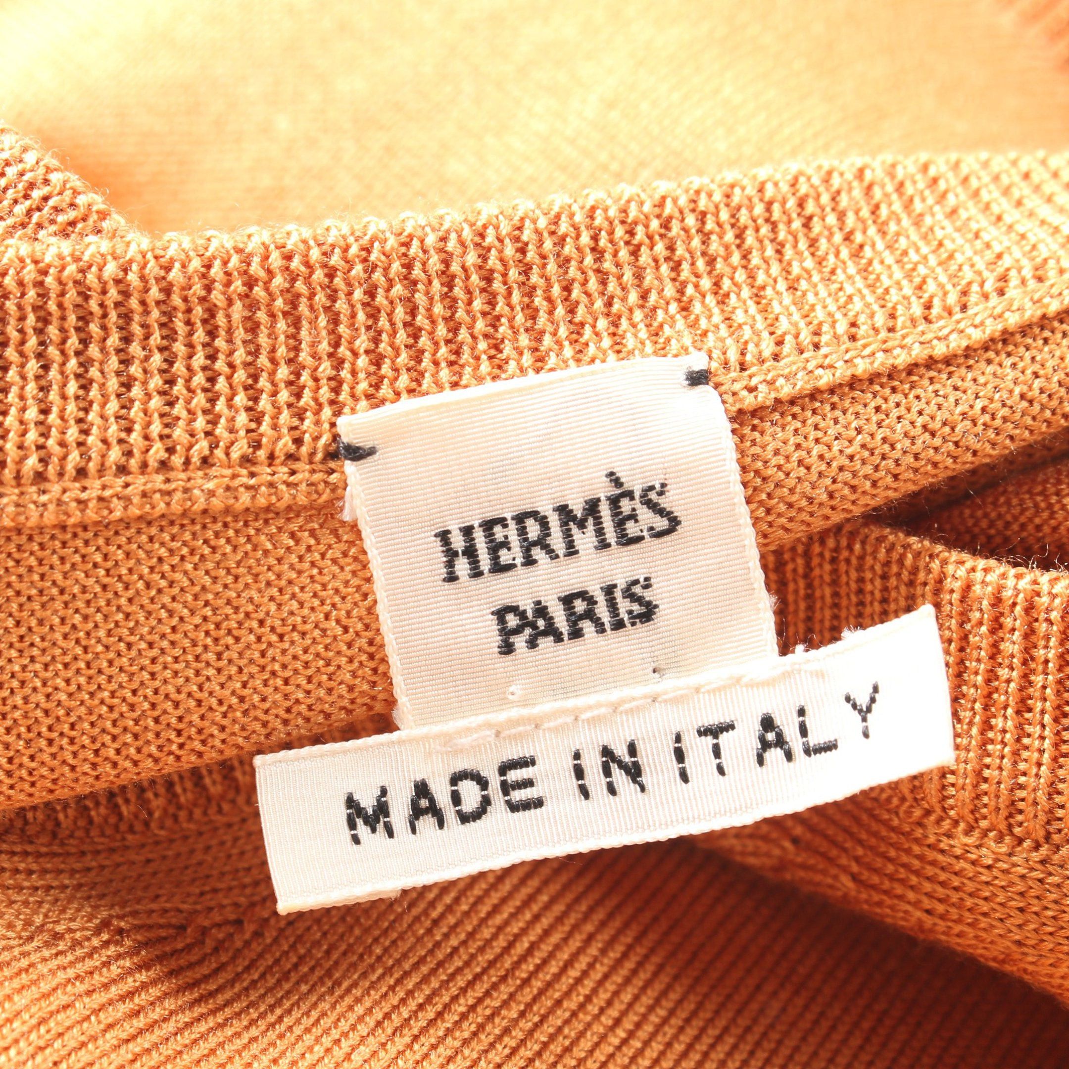 Hermes Hermes H Logo Knit Dress No Sleeve Silk Orange Brown Size ONE SIZE - 3 Thumbnail