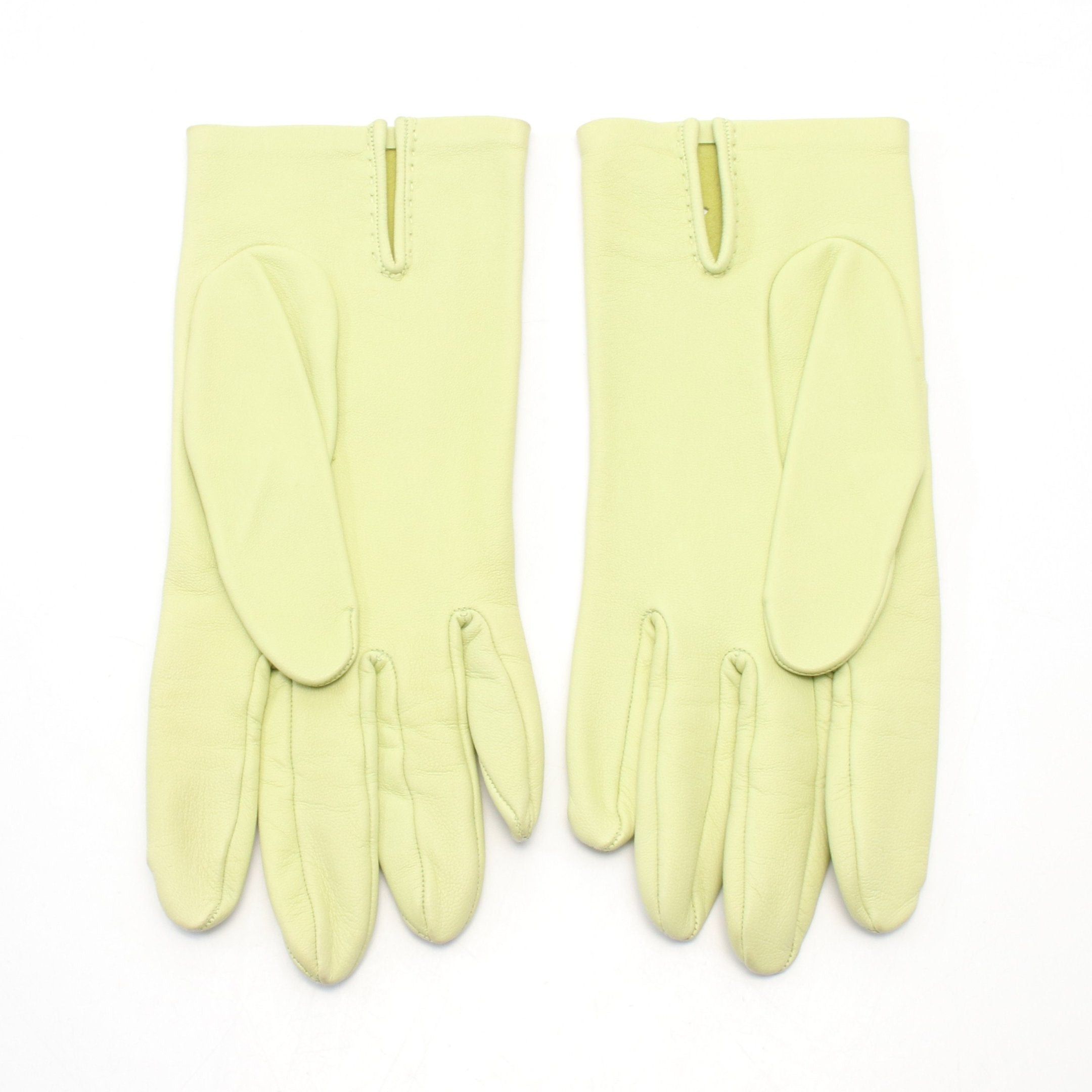 Hermes Hermes Gloves Glove Lambskin Yellow-Green Size ONE SIZE - 2 Thumbnail