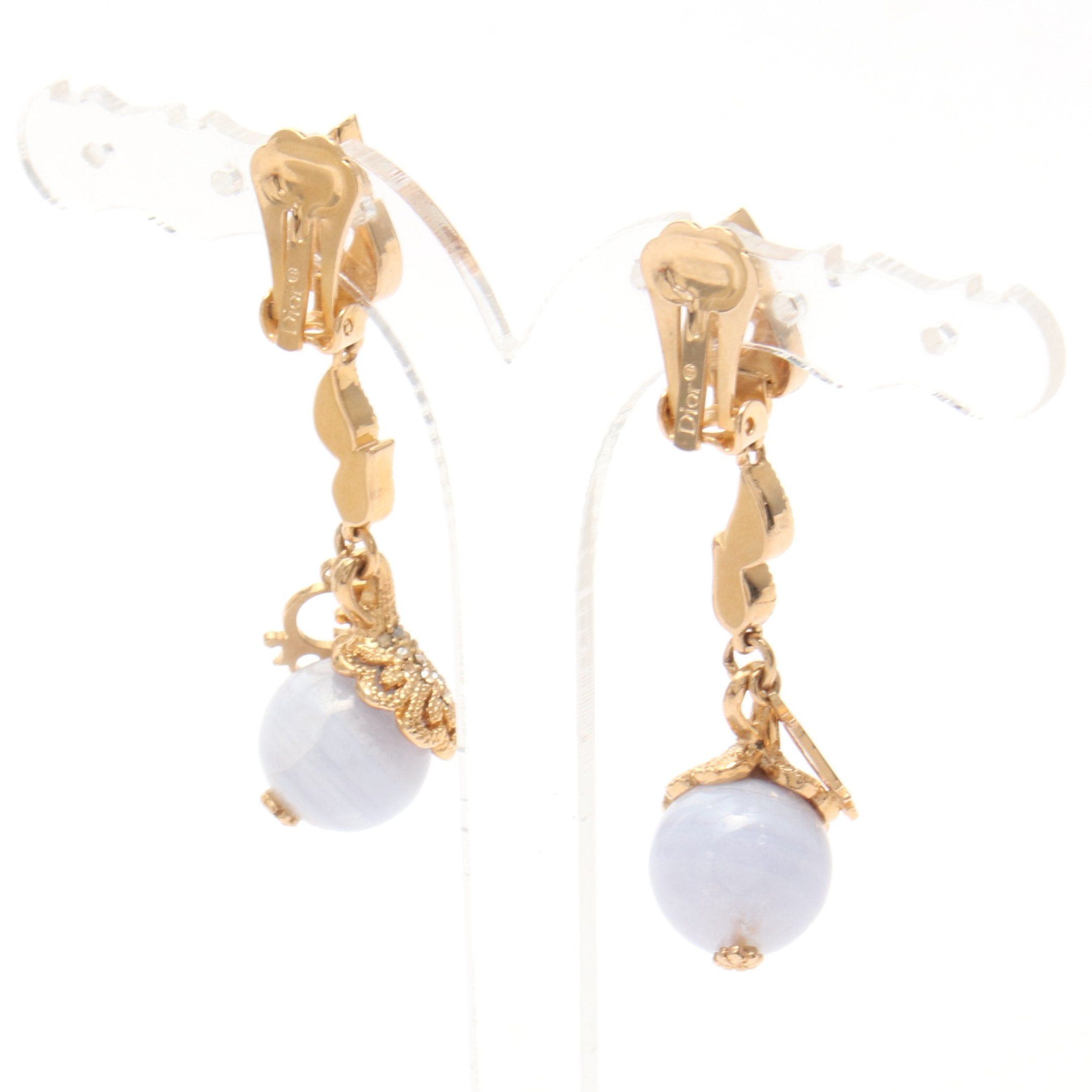 Dior Dior Earrings Gp Colored Stones Gold Light Blue Size ONE SIZE - 2 Thumbnail
