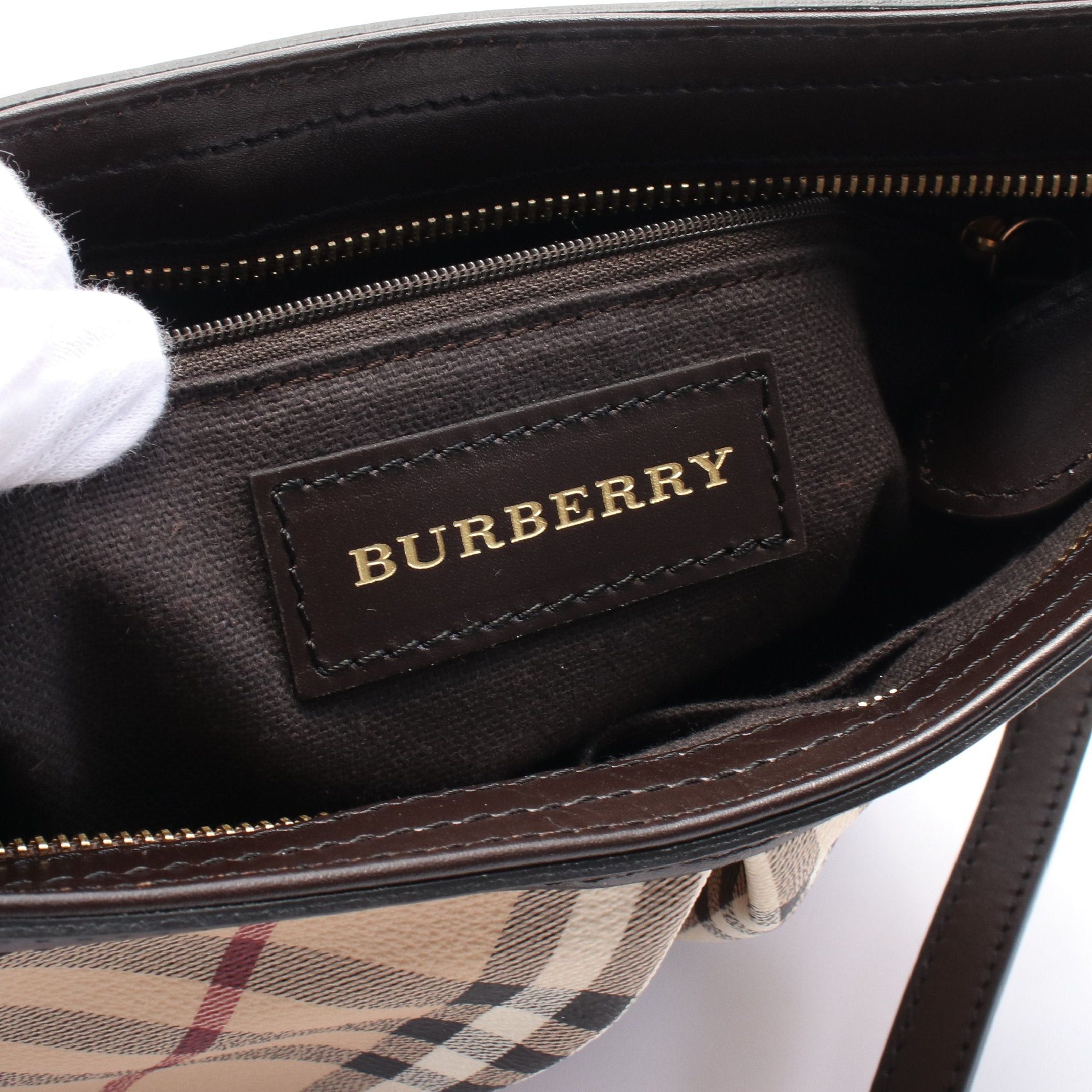 Burberry Burberry Shoulder Bag Leather Beige Multicolor Dark Brown Size ONE SIZE - 4 Thumbnail